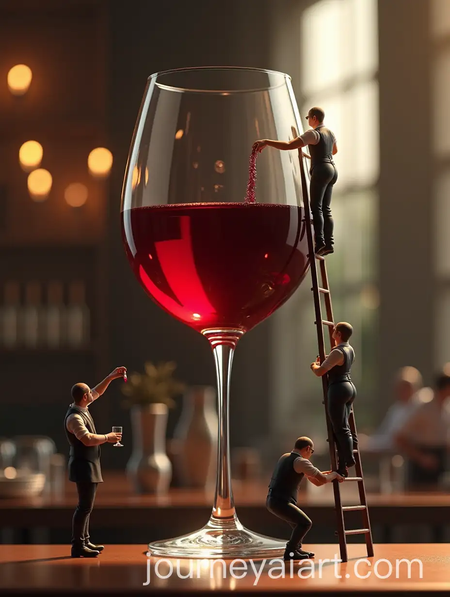 UltraRealistic-Photography-of-Tiny-Waiters-Working-on-a-Giant-Wine-Glass