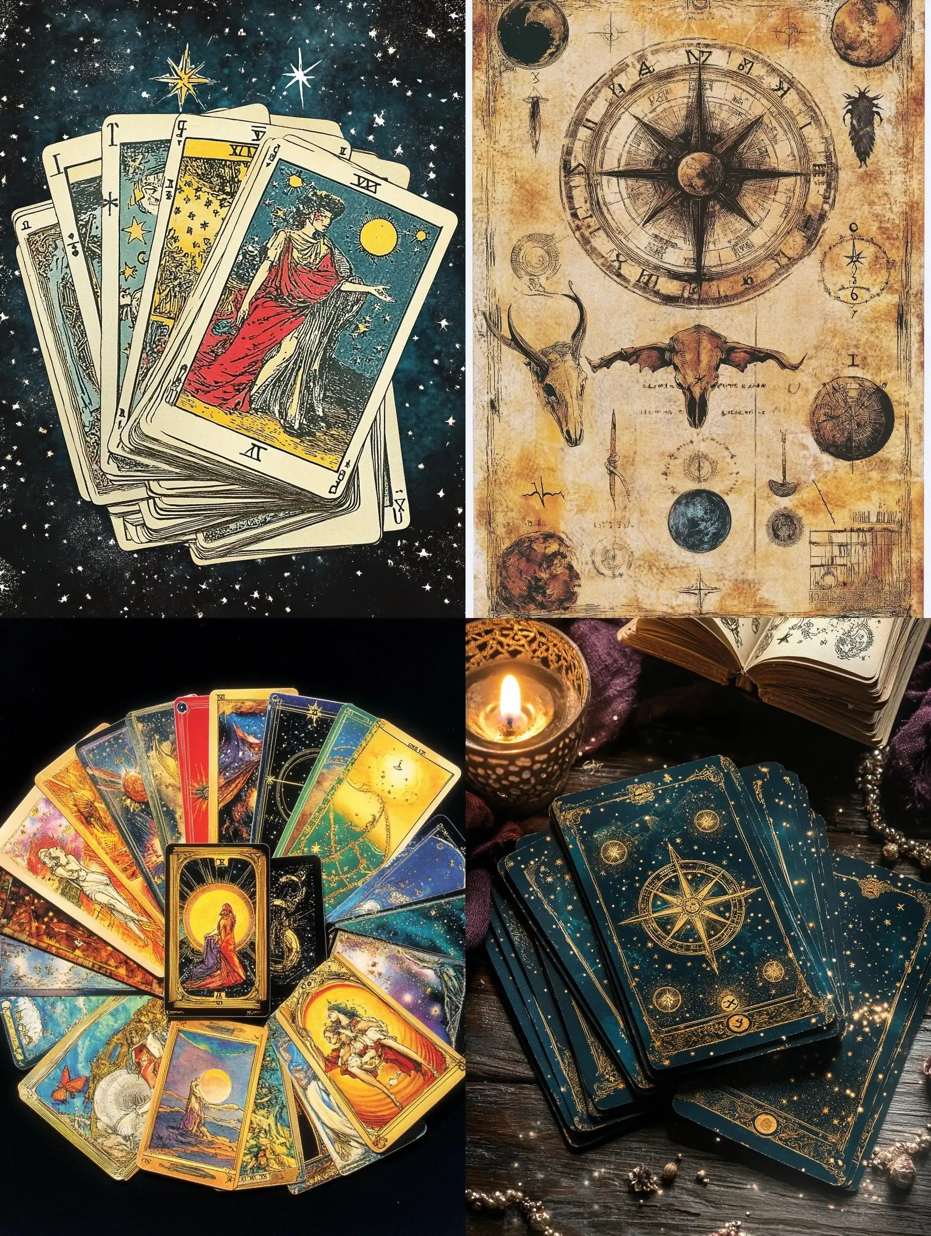 Tarot-Cards-and-Astrology-Symbols-in-a-Mystical-Setting