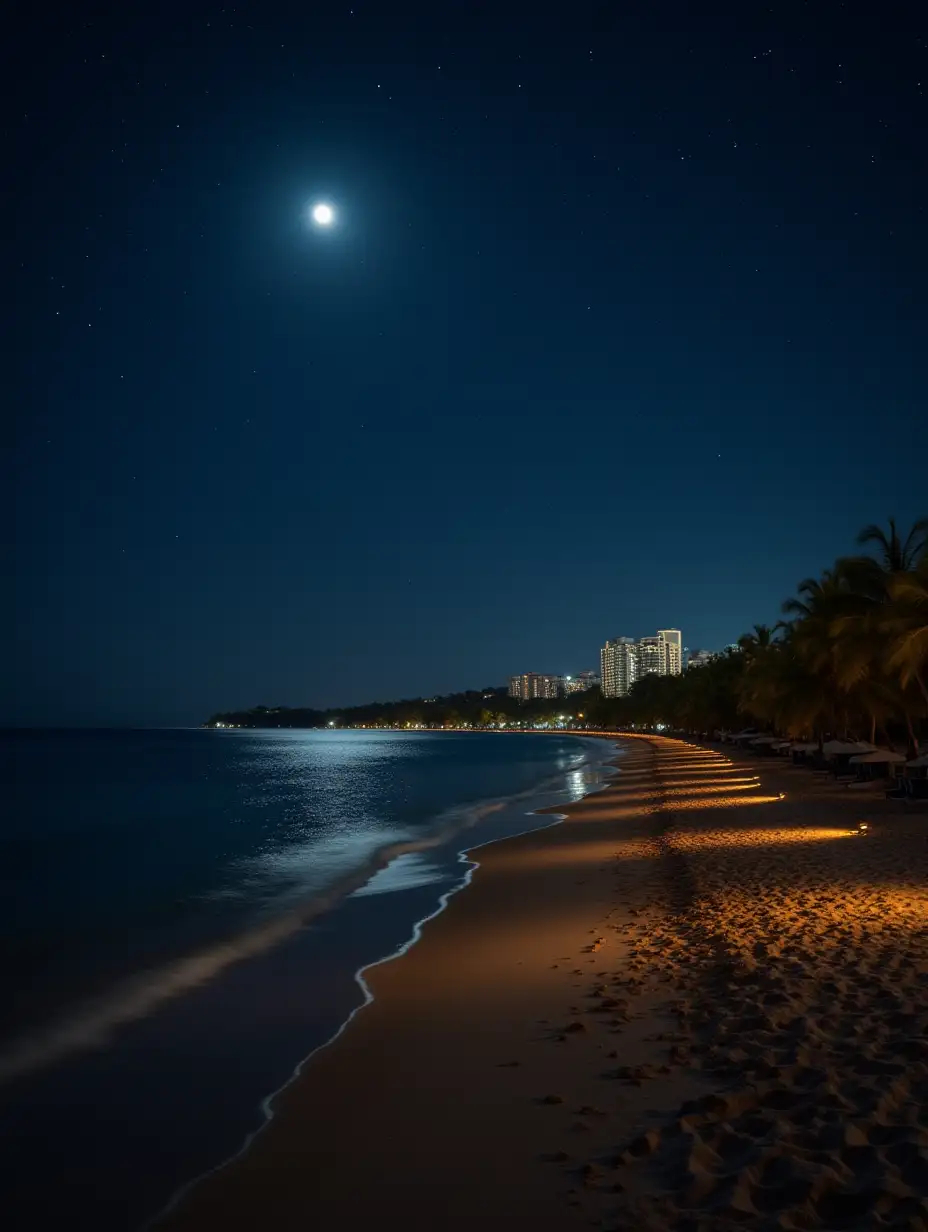 a night time beach resort park,