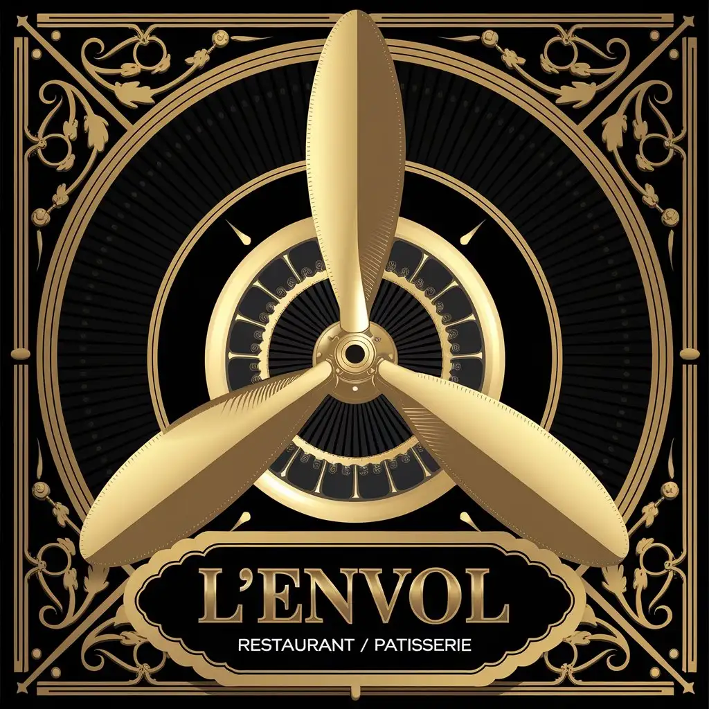 LOGO Design For LENVOL French Restaurant Patisserie with Gold Propeller Theme