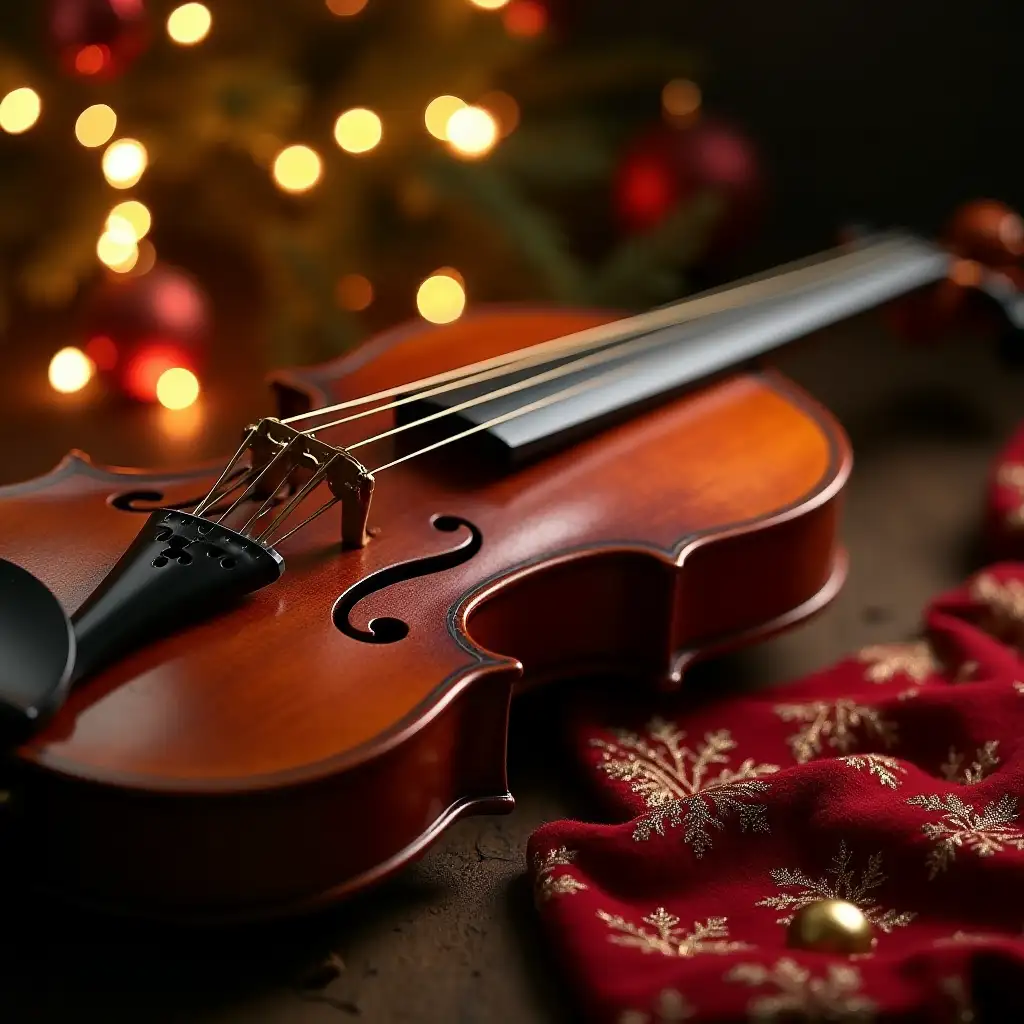 realistic Christmas violin