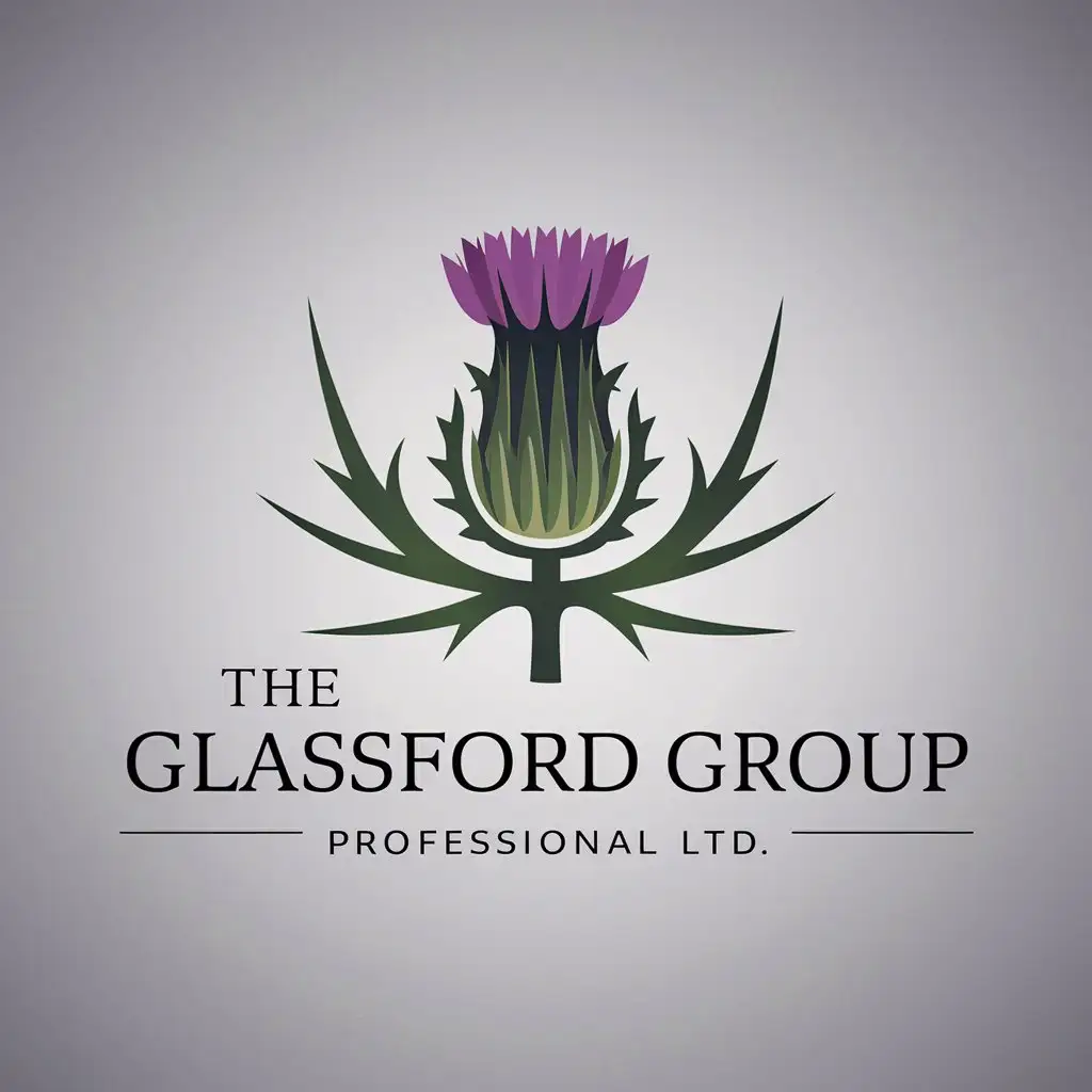 LOGO Design for The Glassford Group Purple Thistle with Elegant Text and Professional Vibe