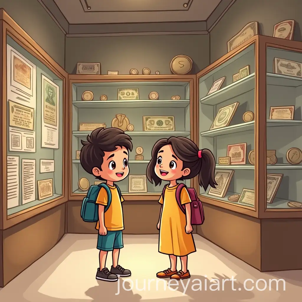 Children-Visiting-Reserve-Bank-of-India-Museum-Viewing-Old-Coins-and-Notes