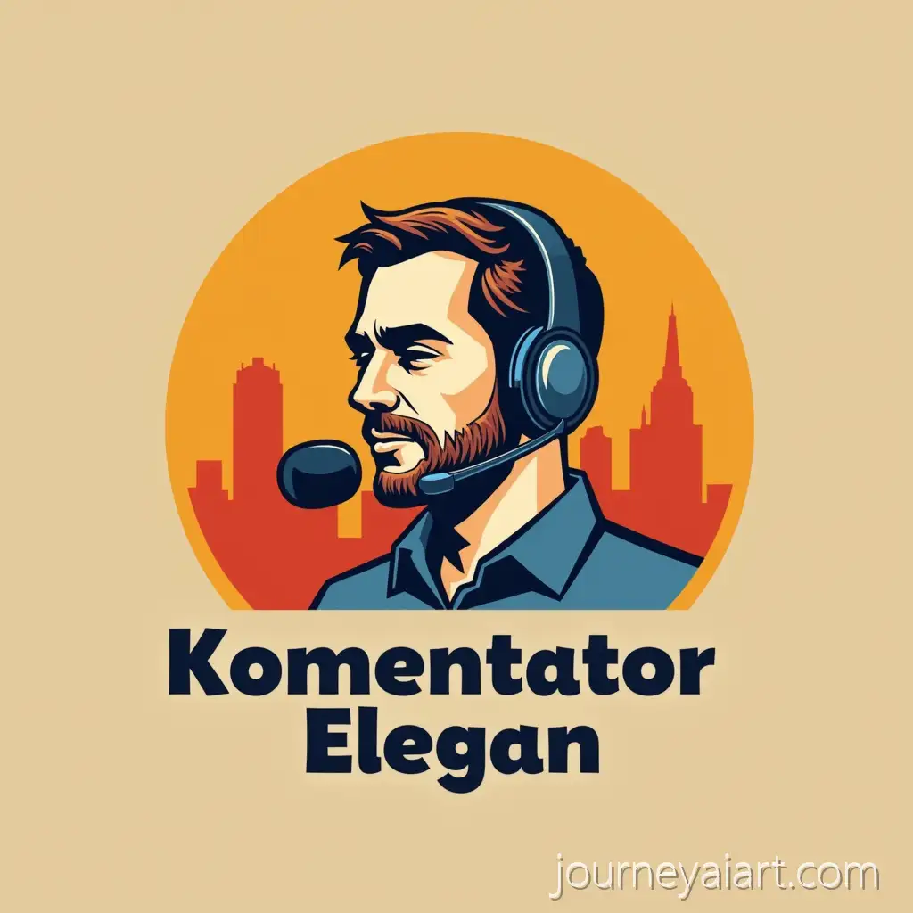 Komentator-Elegan-logoAbstract-Logo-Design-of-a-MiddleAged-Broadcaster-with-Headset-and-Microphone-for-Komentator-Elegan