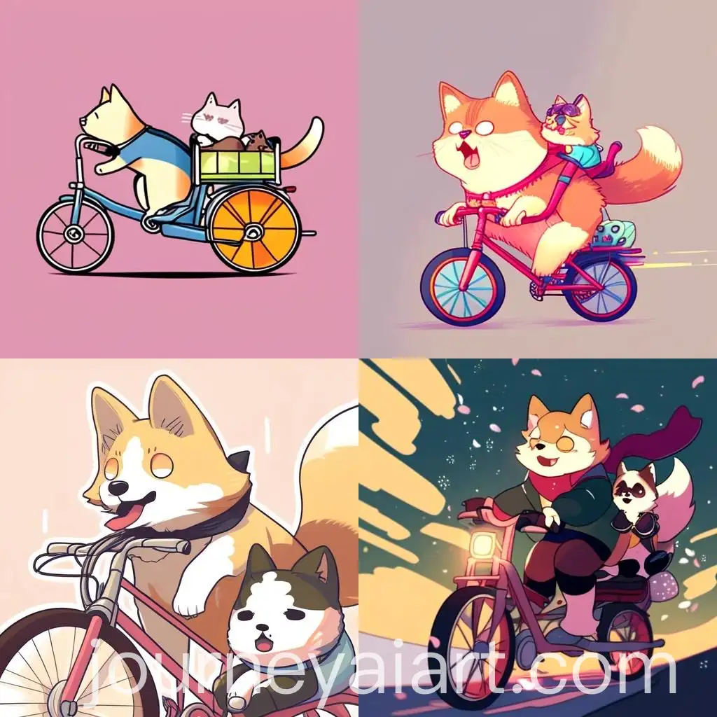 Dog-and-Cat-Riding-Bike-Together-in-Colorful-Scene