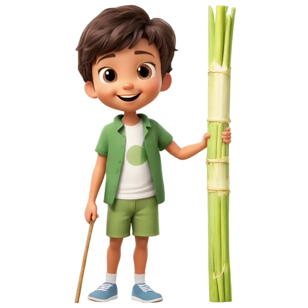 PNG-Image-of-a-Small-Child-Holding-a-Cartoon-Sugarcane-Ideal-for-Various-Digital-Uses