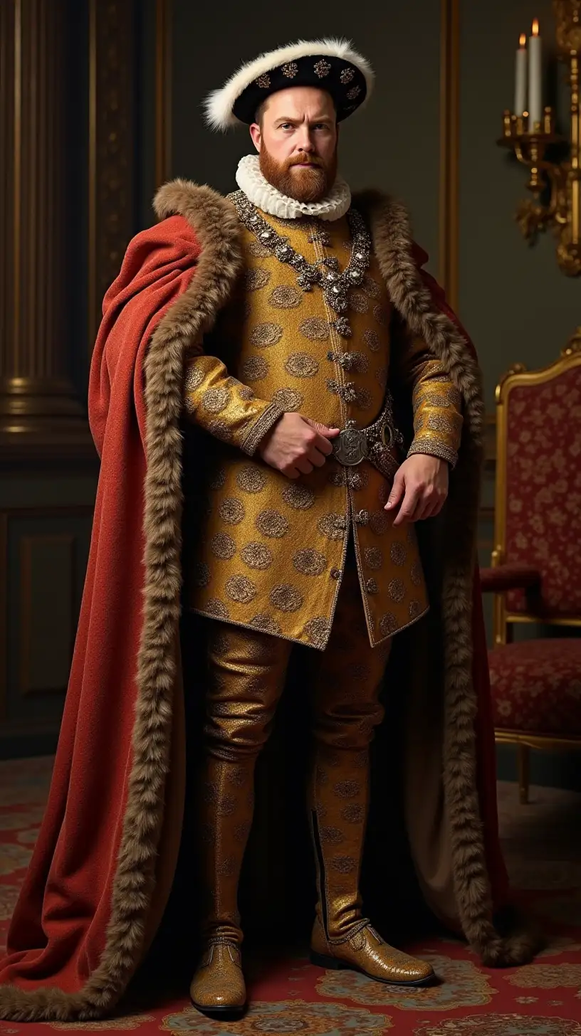 Regal Portrait of Henry VIII in Splendid Tudor Attire