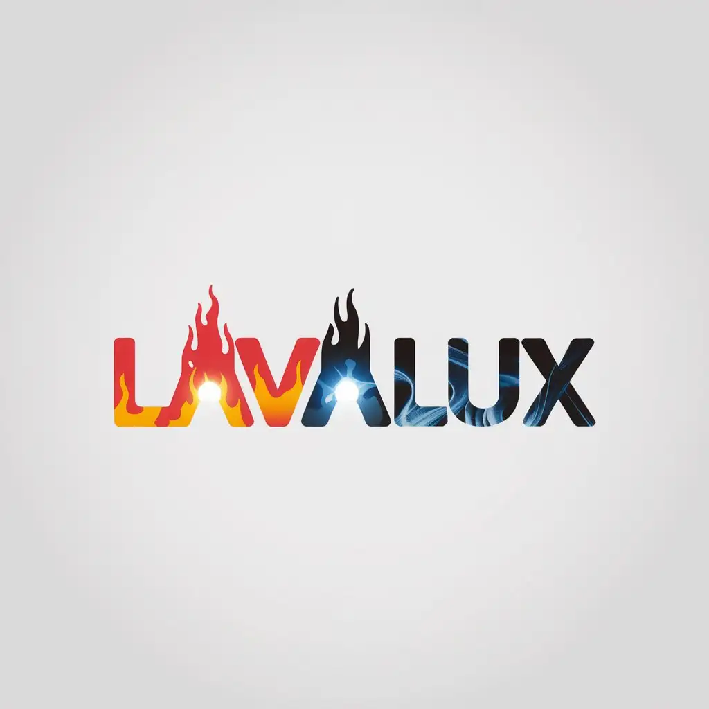 LOGO Design for Lavalux Flaming Glowing Text and Cooling BlueBlack Effects for a Luxurious Spa Theme