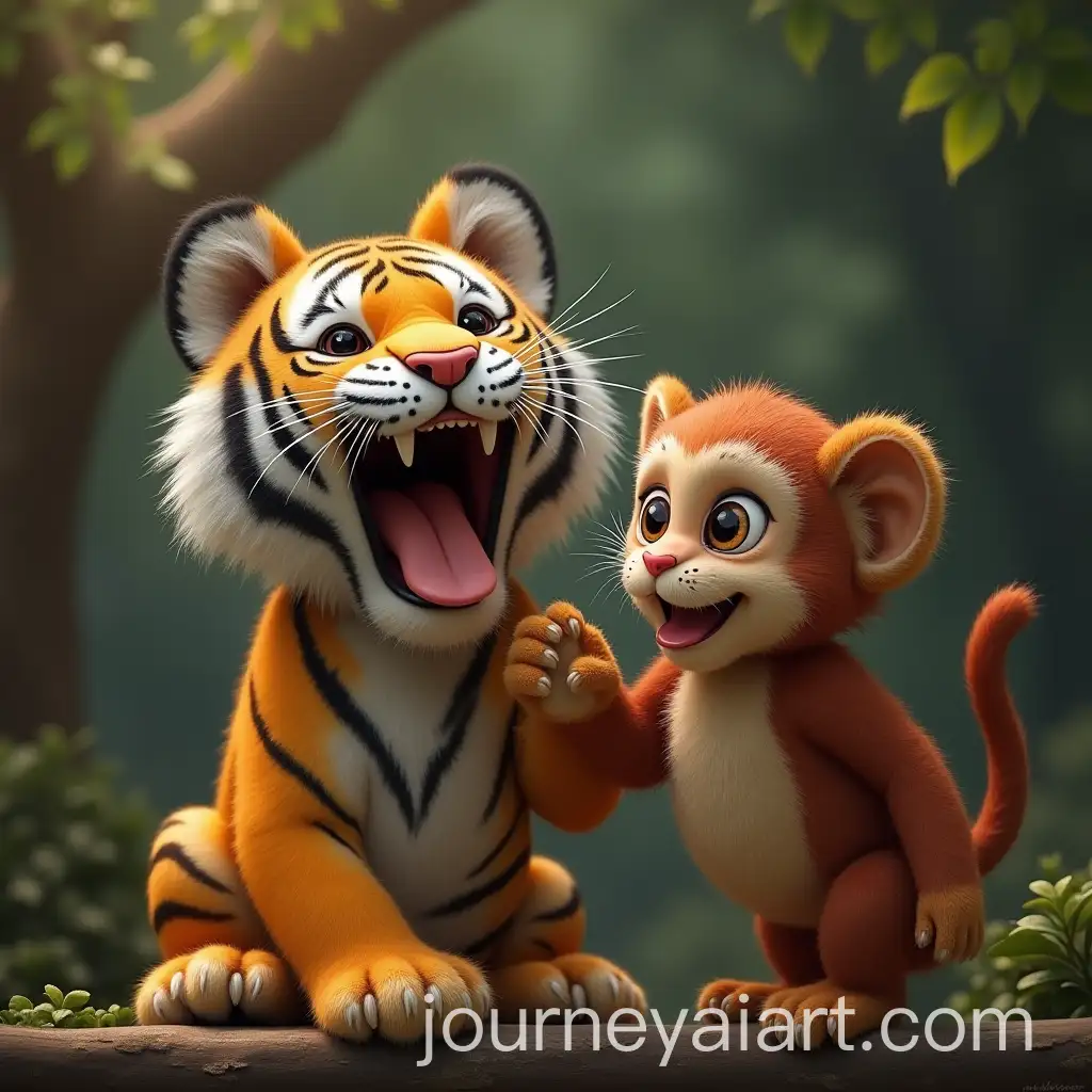 Tiger-and-Monkey-CelebrAI-Image-Prompt-Expansionating-Eid-Together