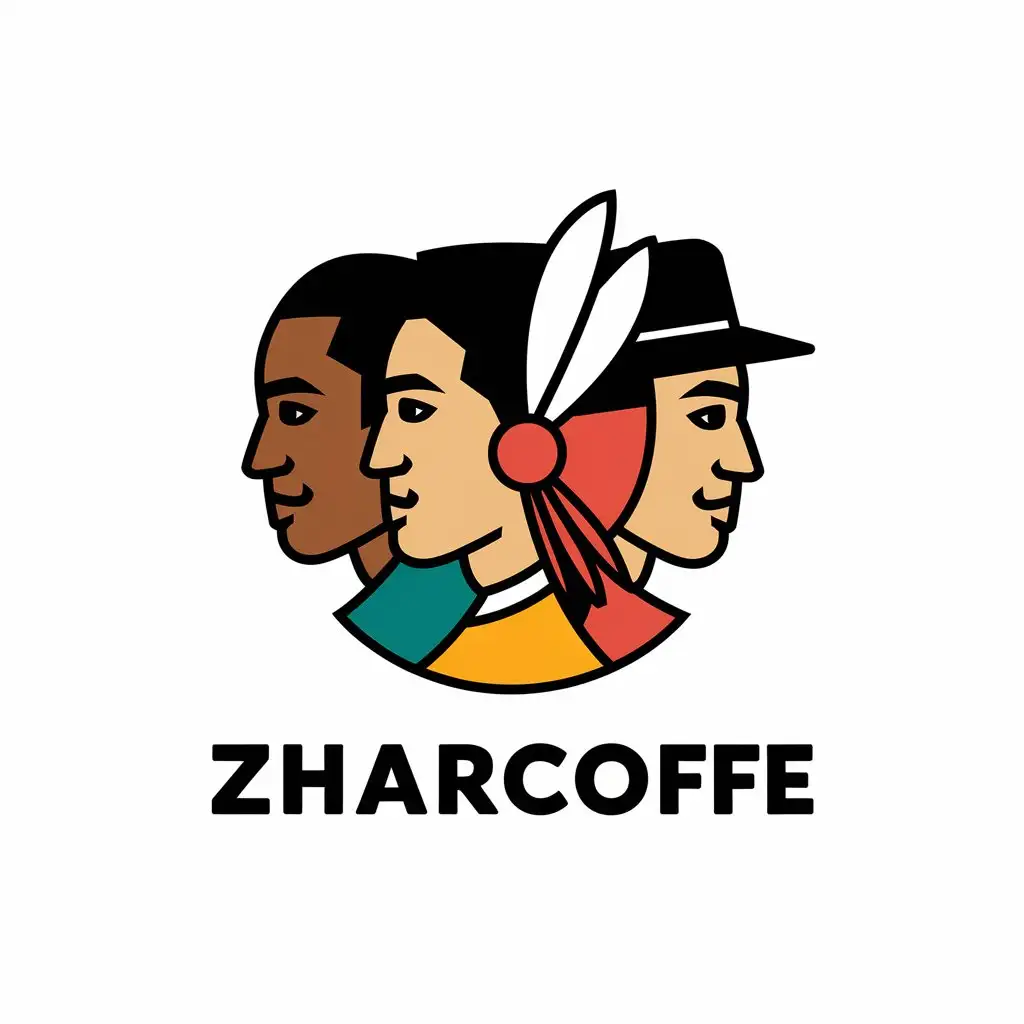 LOGO-Design-for-ZHARCOFFE-Vector-Logo-with-Multicultural-Faces