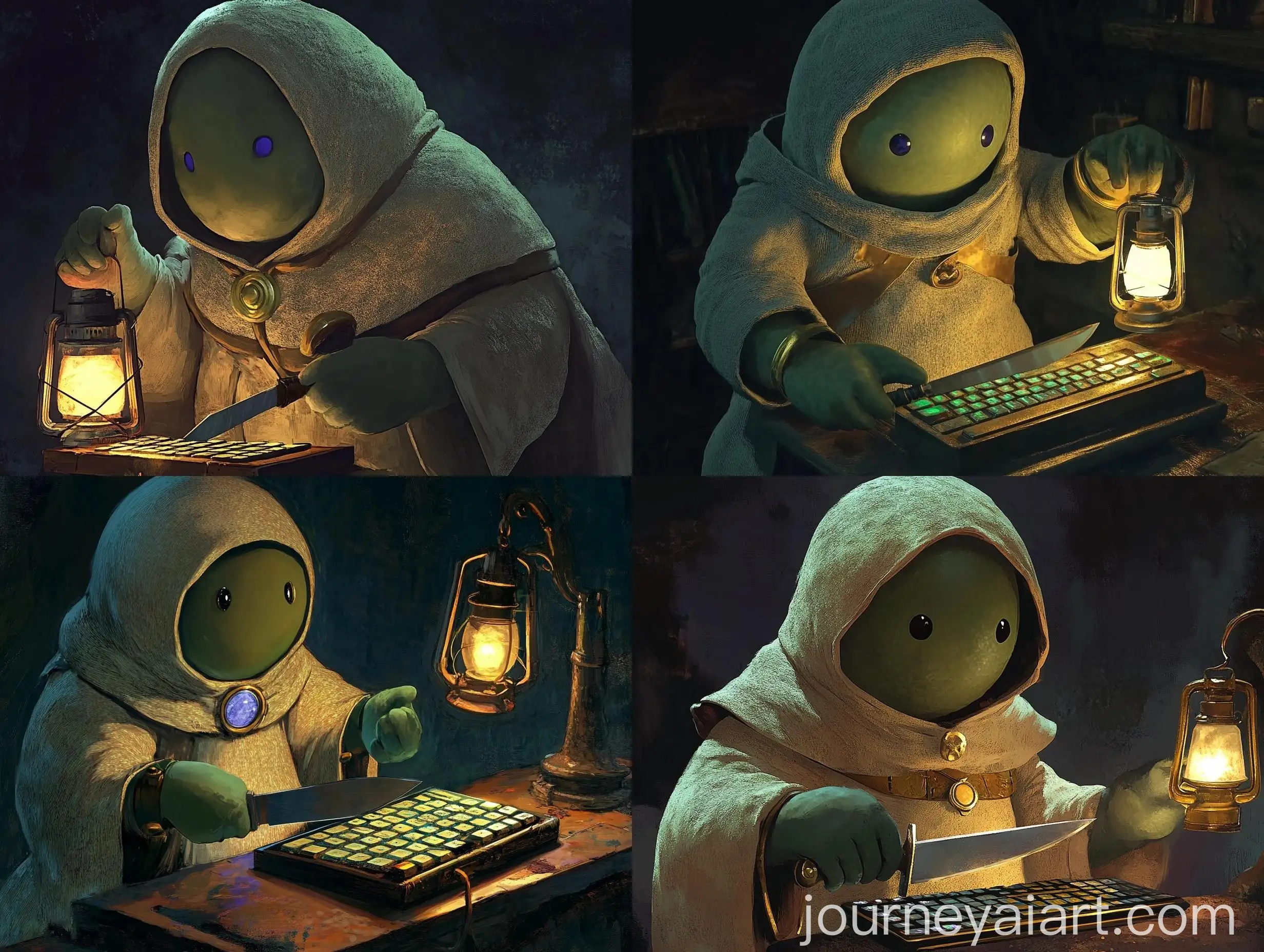 Character-Cutting-Keyboard-with-Lantern-in-Hand
