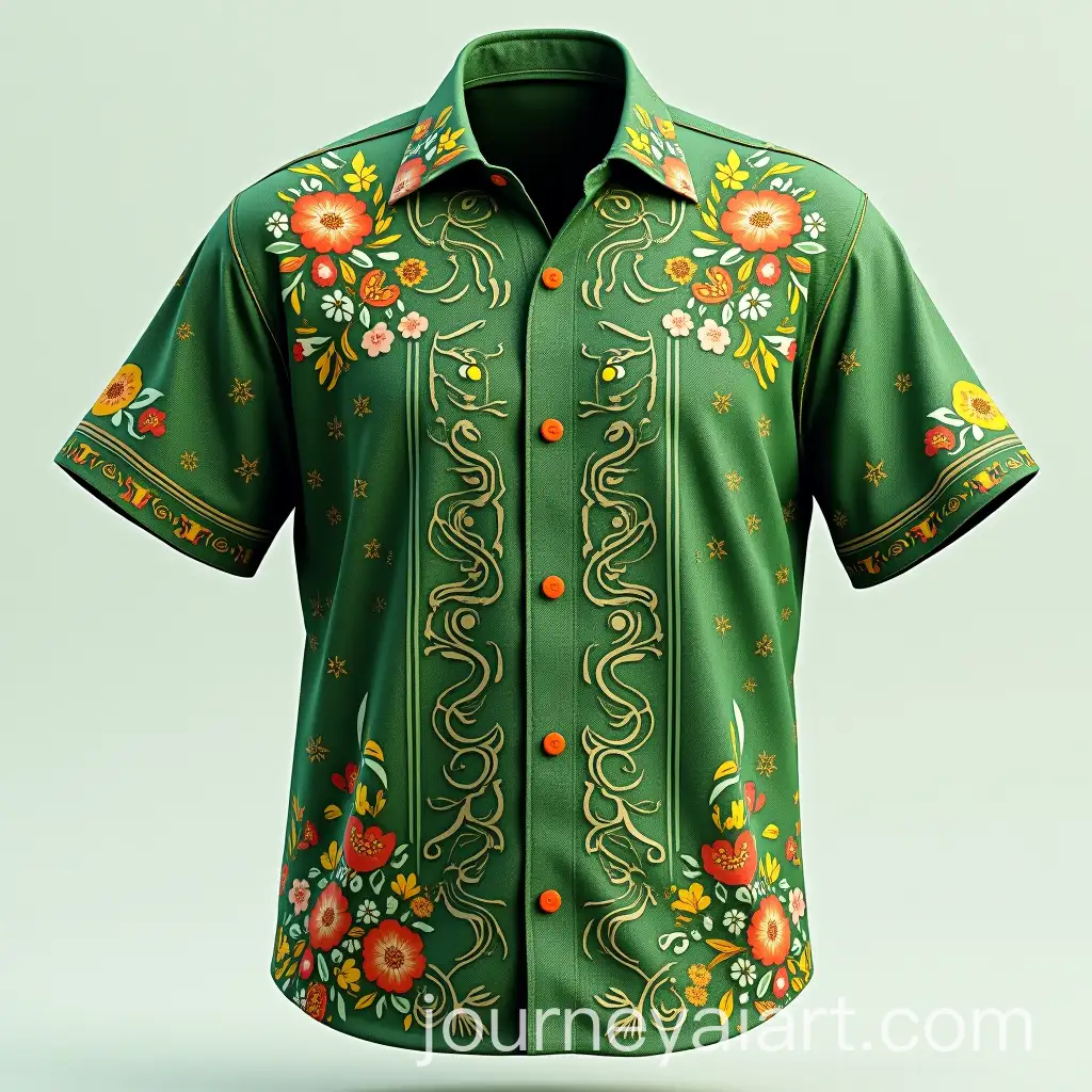 Green-Batik-Shirt-Design-with-Intricate-Patterns-and-Vibrant-Colors