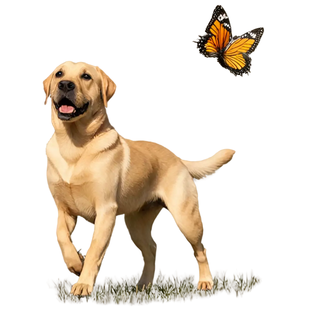 Labrador chasing butterfly