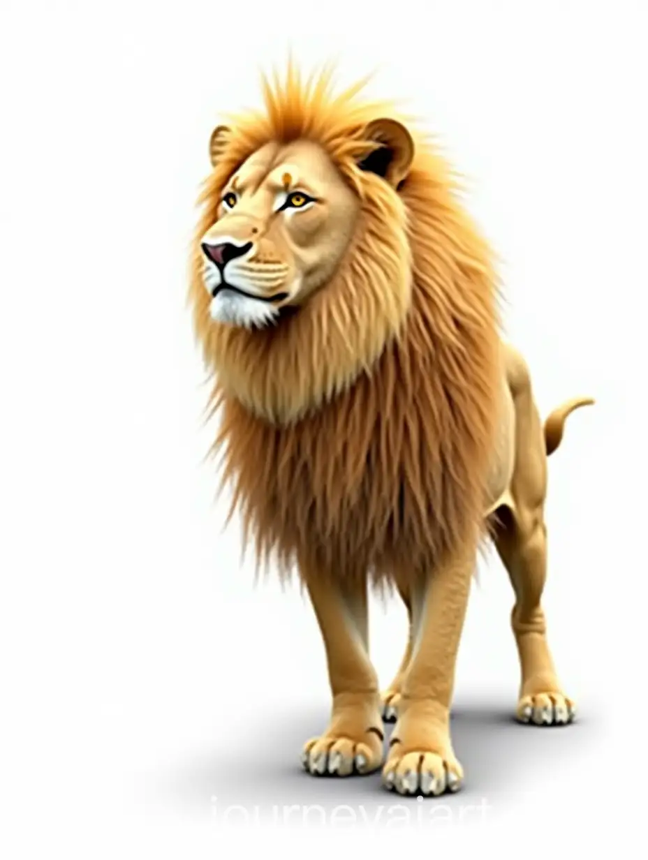 Majestic-Lion-with-Flowing-Golden-Mane-Against-White-Background