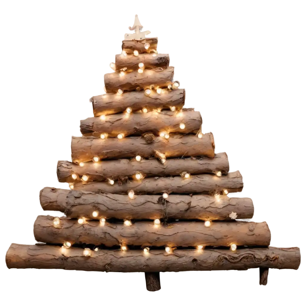 Christmas-Tree-Made-from-Stacked-Logs-with-Lights-PNG-Image-for-Holiday-Decor-and-Design-Projects