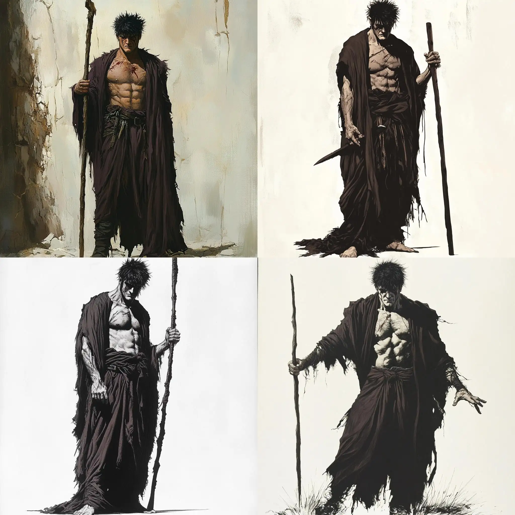 Young-Druid-in-Attack-Stance-with-Quarterstaff-Frank-Frazetta-Style