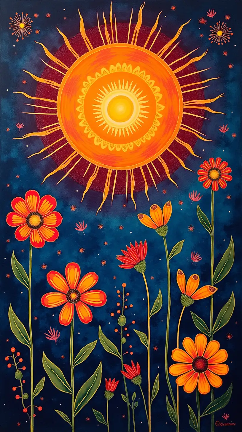 Sunlit Cosmos Batik Artwork