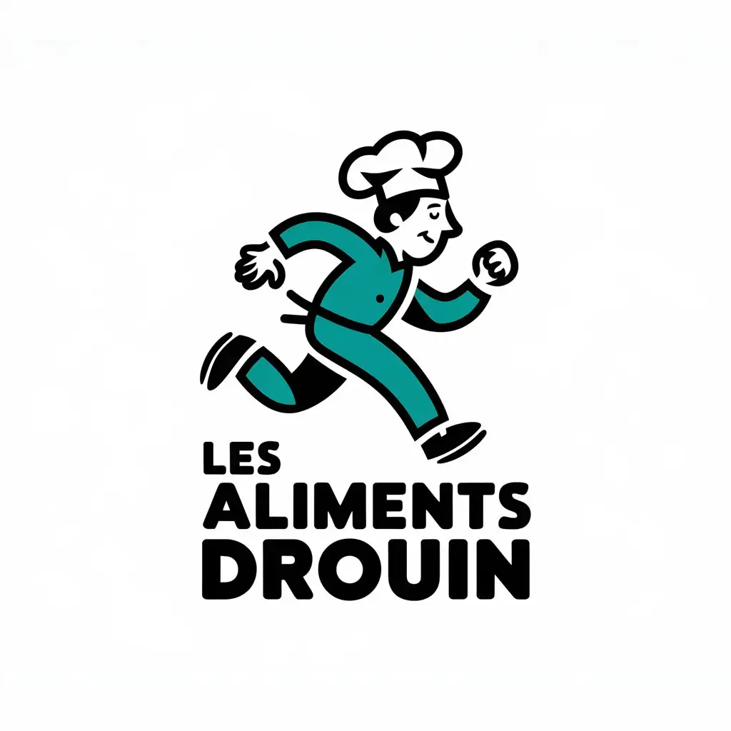 LOGO-Design-for-Les-Aliments-Drouin-Vector-Logo-with-Running-Chef-Symbol-on-Clear-Background