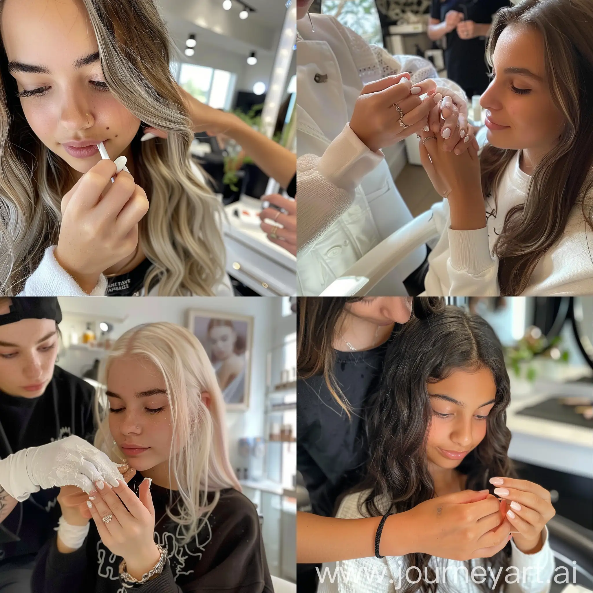 Teenage-Girl-Getting-White-Gel-Nails-at-Salon