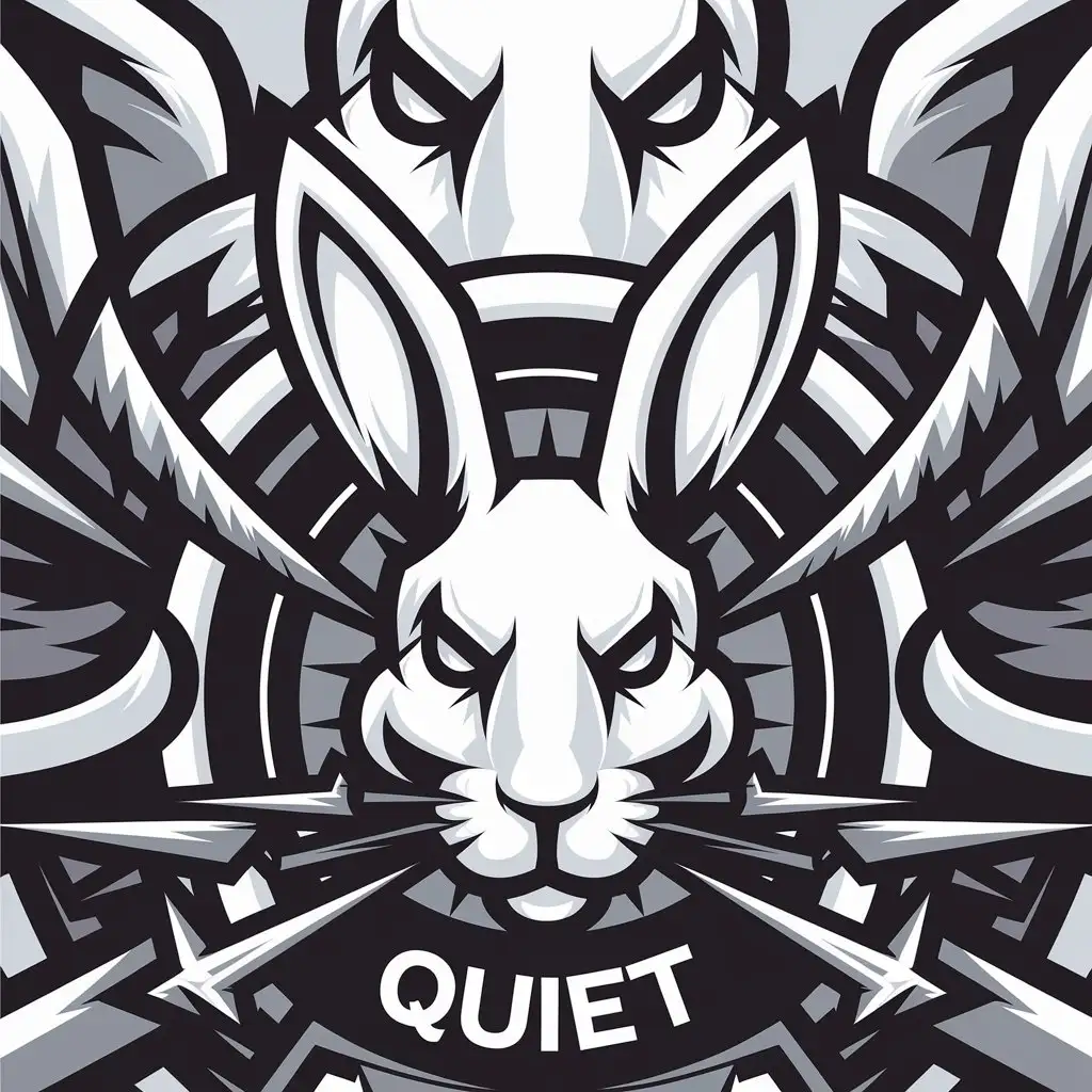 a vector logo design,with the text "quiet", main symbol:rabbit head,complex,clear background