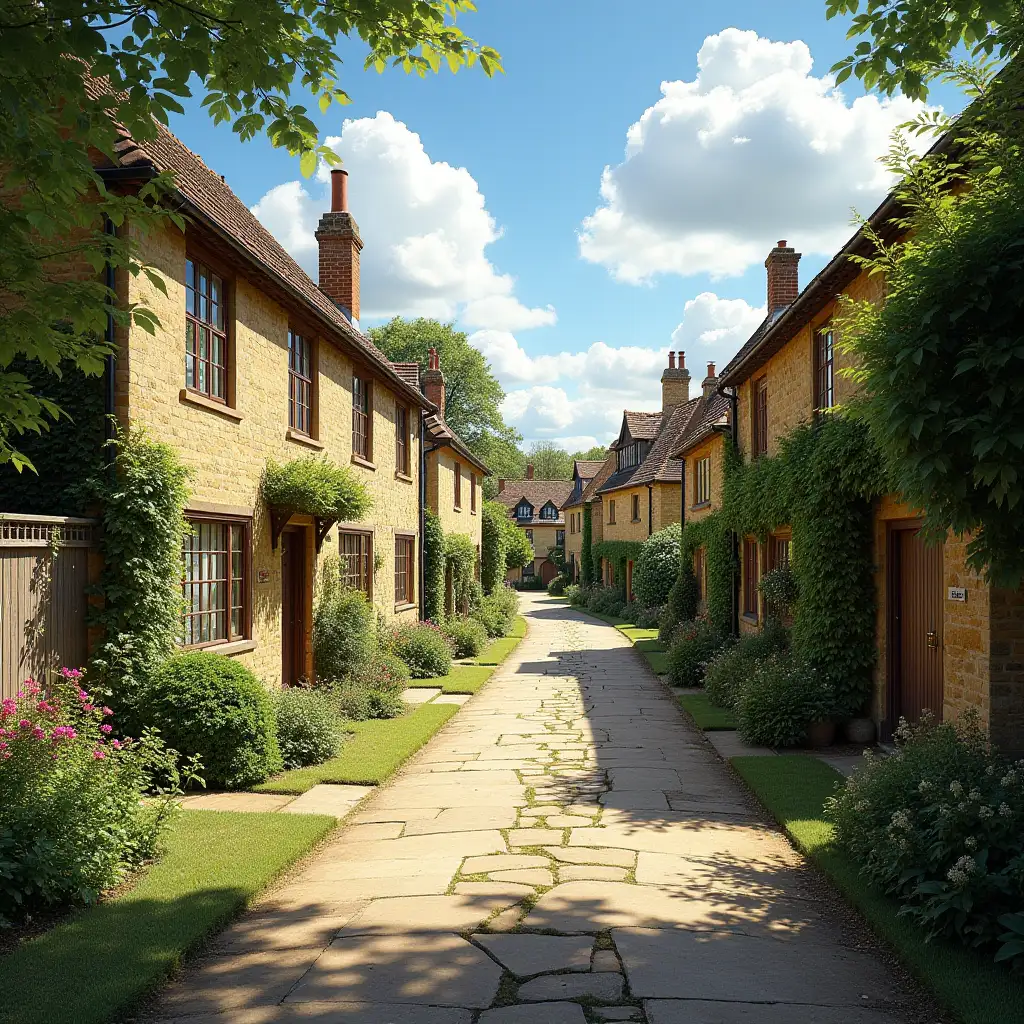 A street in a Cotswold Village on a sunny day