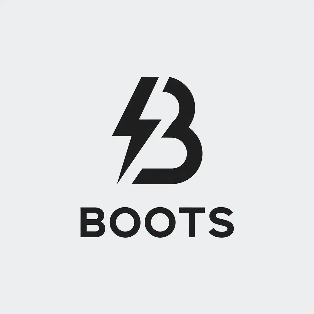 a vector logo design,with the text "Boots", main symbol:Letter b with lightning inside,Minimalistic,be used in Sports Fitness industry,clear background