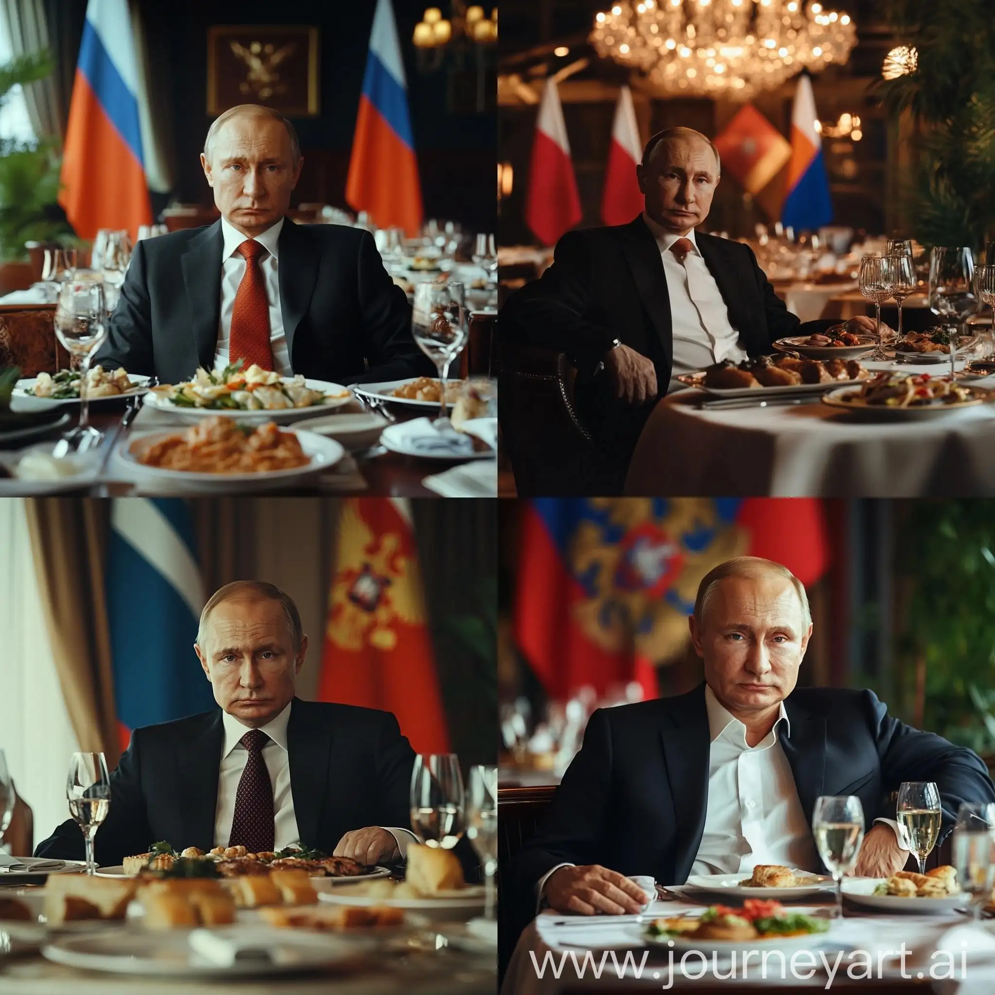 Vladimir-Putin-Dining-with-Russian-Flag-Background-in-High-Resolution