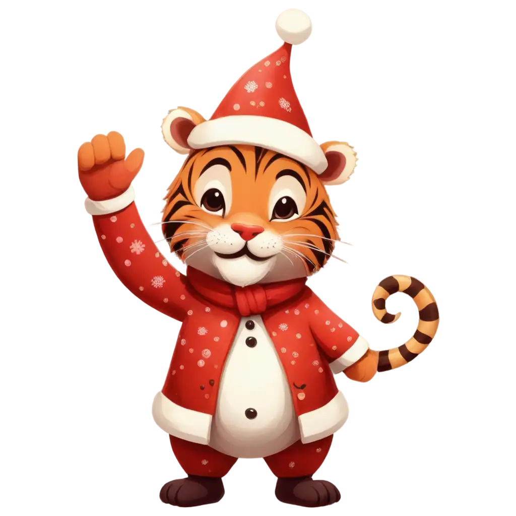 Chinese zodiac sign: let it be cute and lively, with various emotions and in a winter setting. For example, a tiger in Santa's hat or at the festive table.