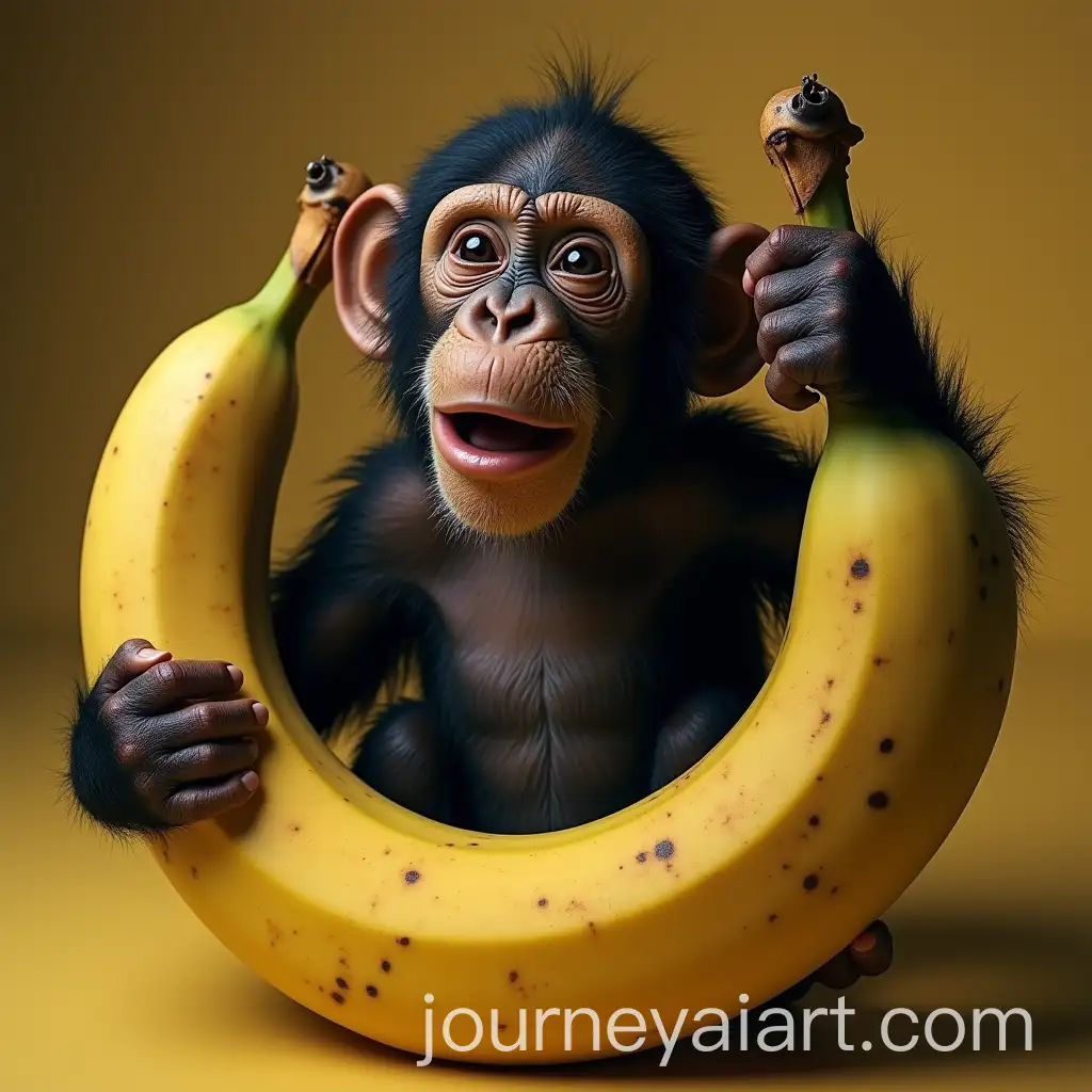 Chimpanzee-InsideAI-Image-Prompt-Expansion-a-Banana-Peel-with-Playful-Expression