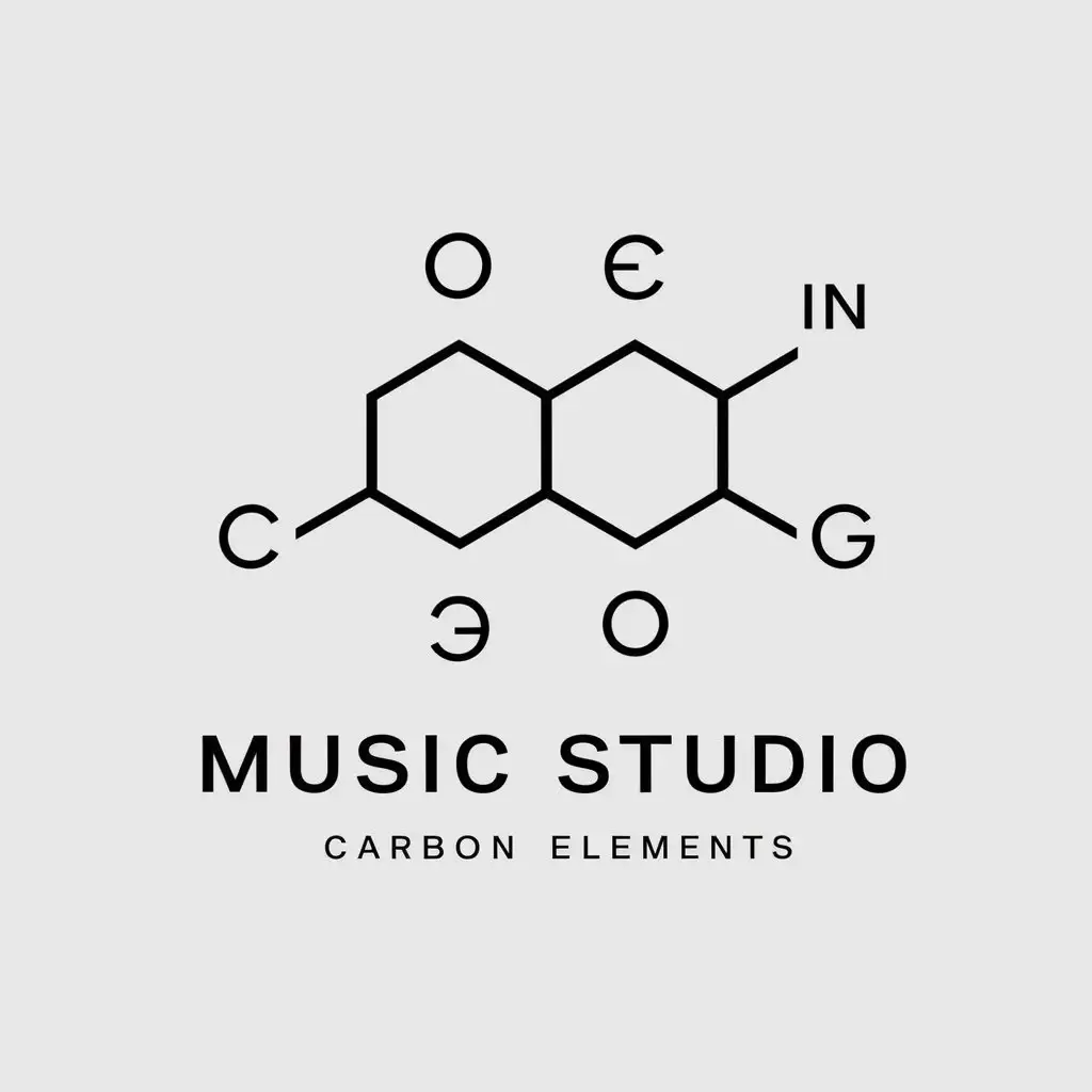 a vector logo design,with the text "music studio", main symbol:Music molecular formula carbon elements,Moderate,be used in music industry,clear background