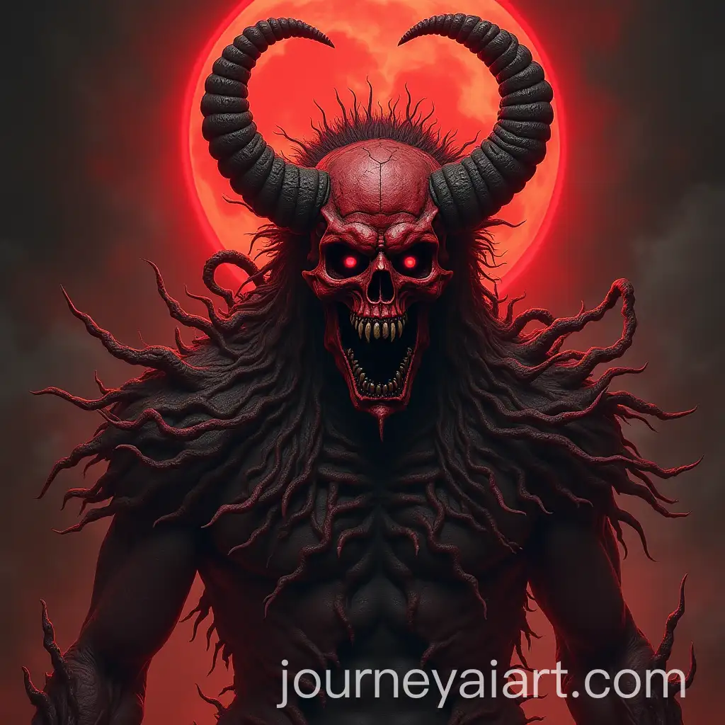 Aggressive-Heavy-Metal-Album-Cover-Featuring-a-Scary-Monster-and-Red-Skull