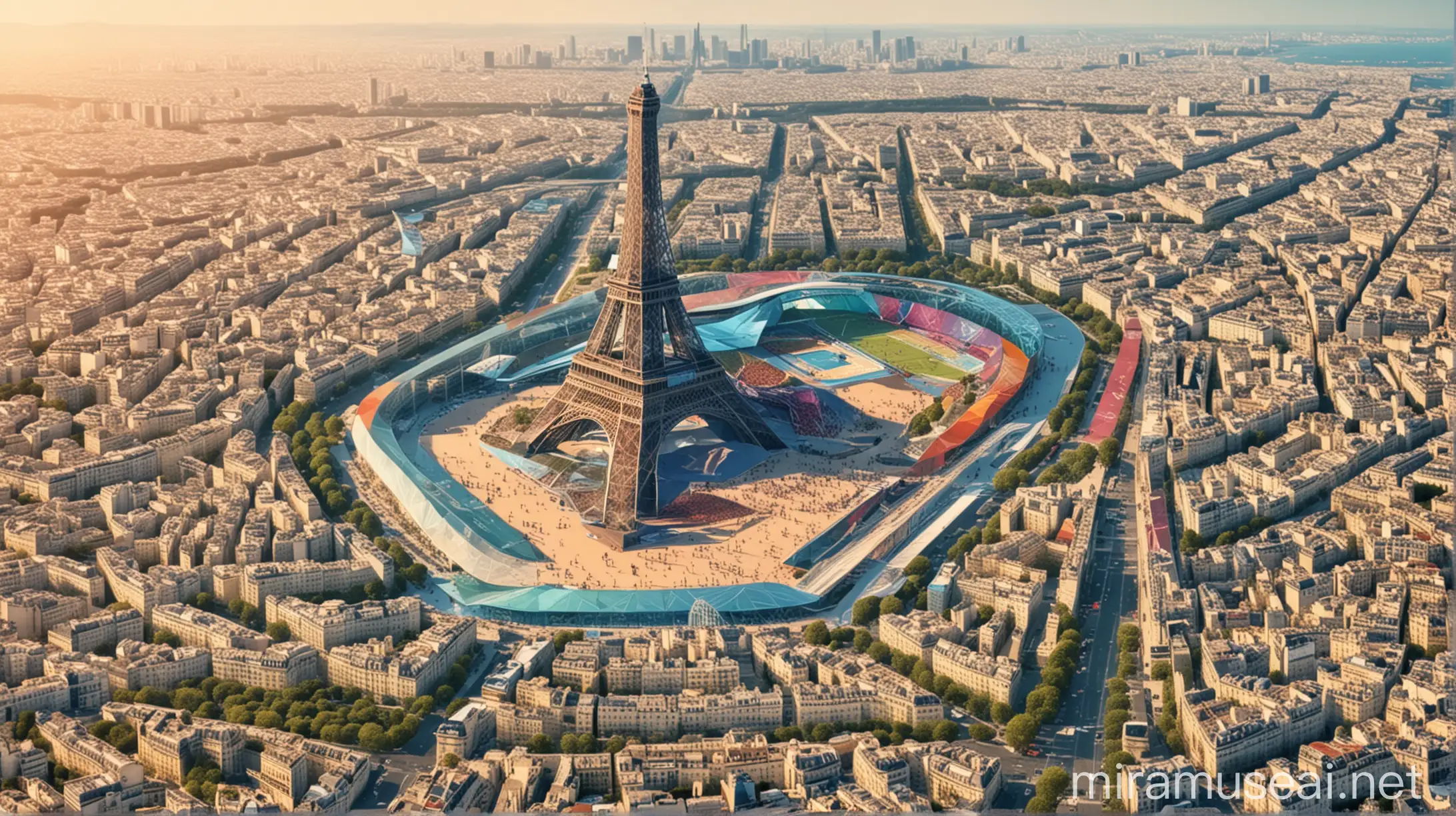 Paris 2024 Summer Olympics Venues in Paris City Style Poster