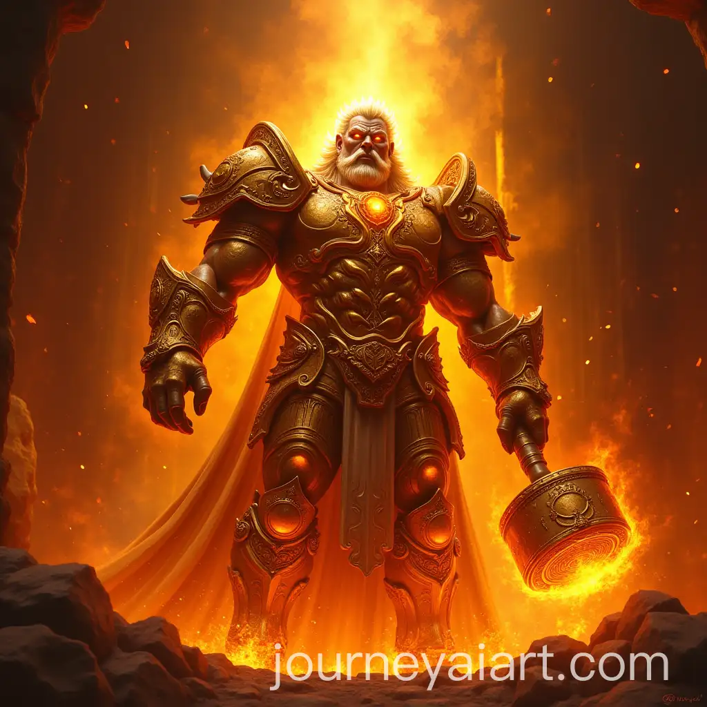 Divine-Figure-in-Molten-Armor-with-Warhammer