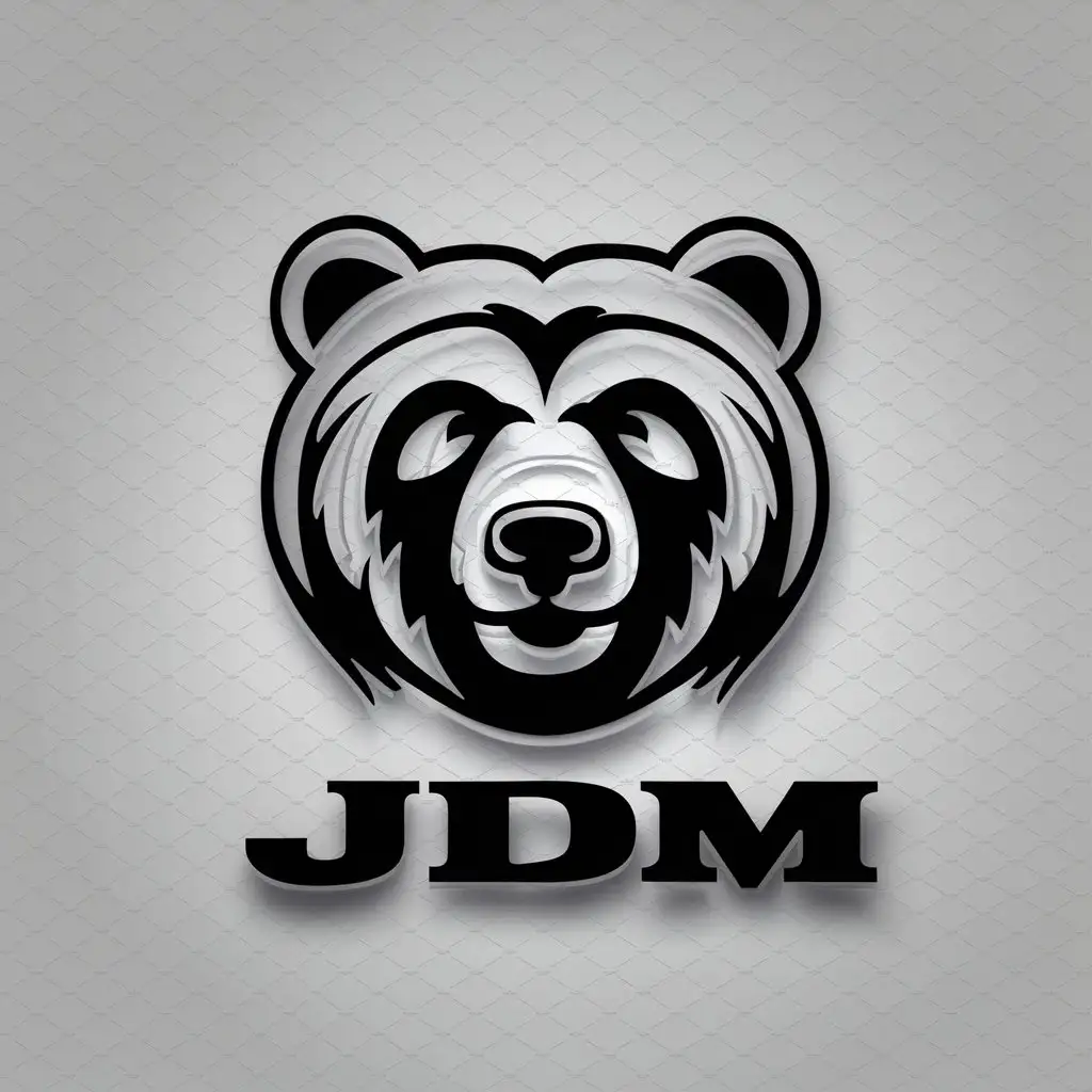 LOGO Design For JDM Bear Face in 3D Black and White