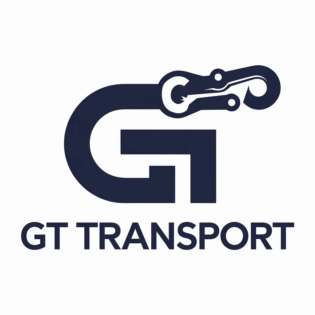 LOGO Design for GT TRANSPORT Vector Logo Featuring Letter G and Tow Hook for Automotive Industry