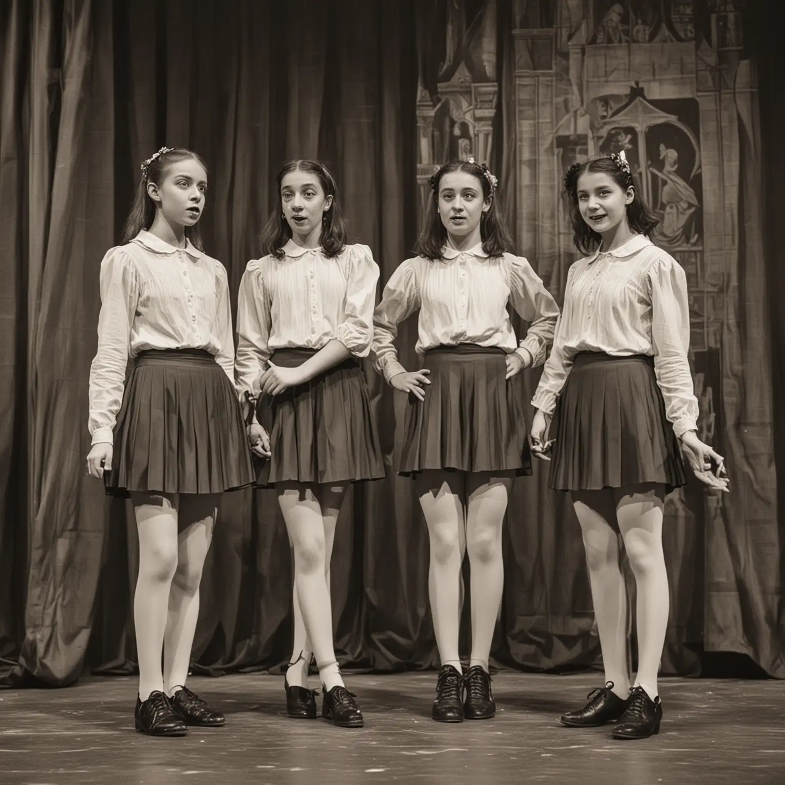 Czech-Theater-School-Girls-in-Medieval-Costume-on-Stage-of-Conspiracy-of-Pages-Play