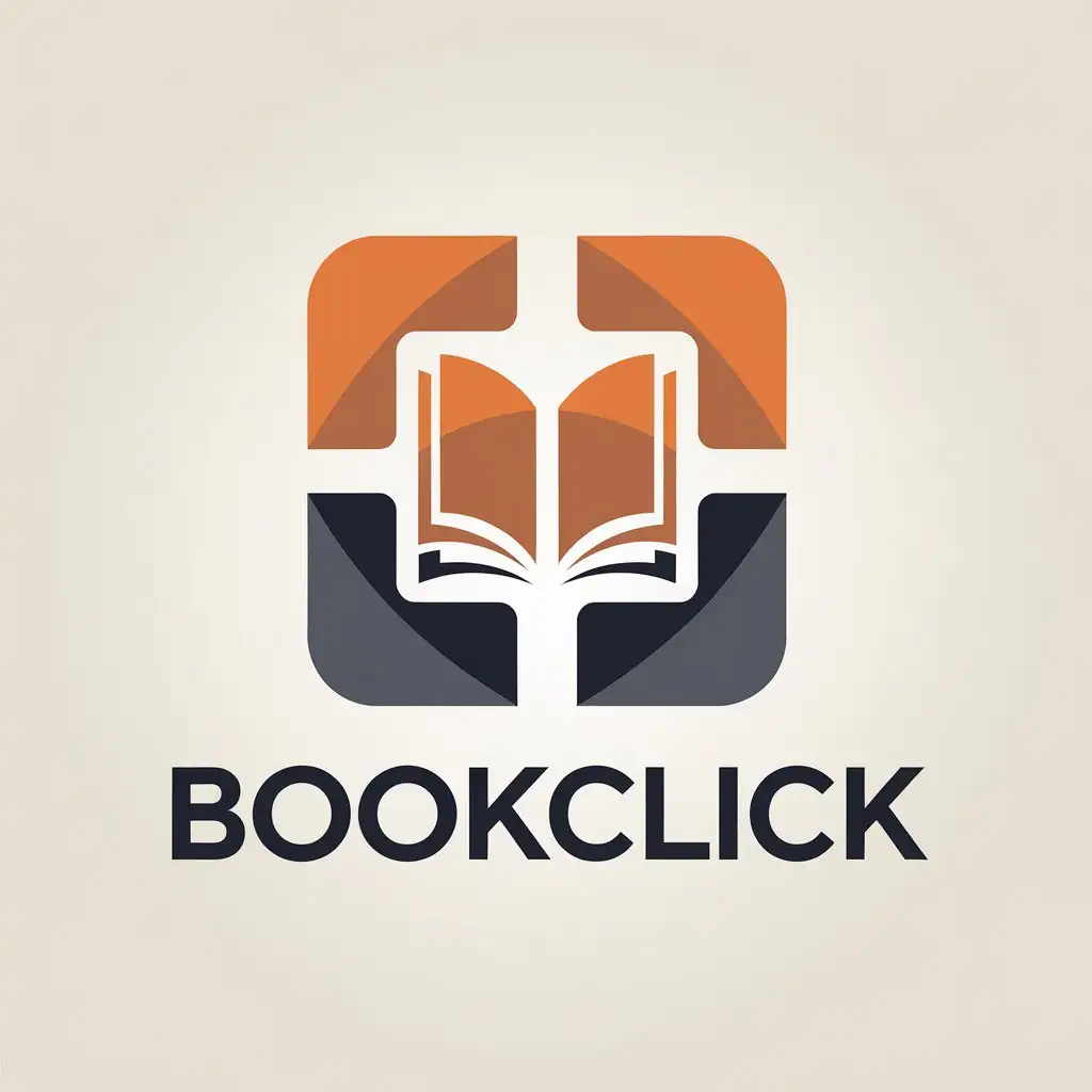 a vector logo design,with the text "BookClick", main symbol:A square shape, with a book in the center,Moderate,clear background