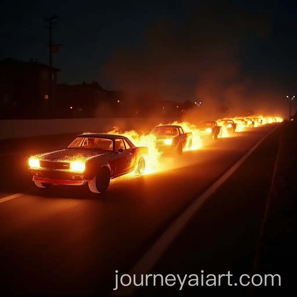 Cars-Racing-and-Igniting-in-Fire-at-Night