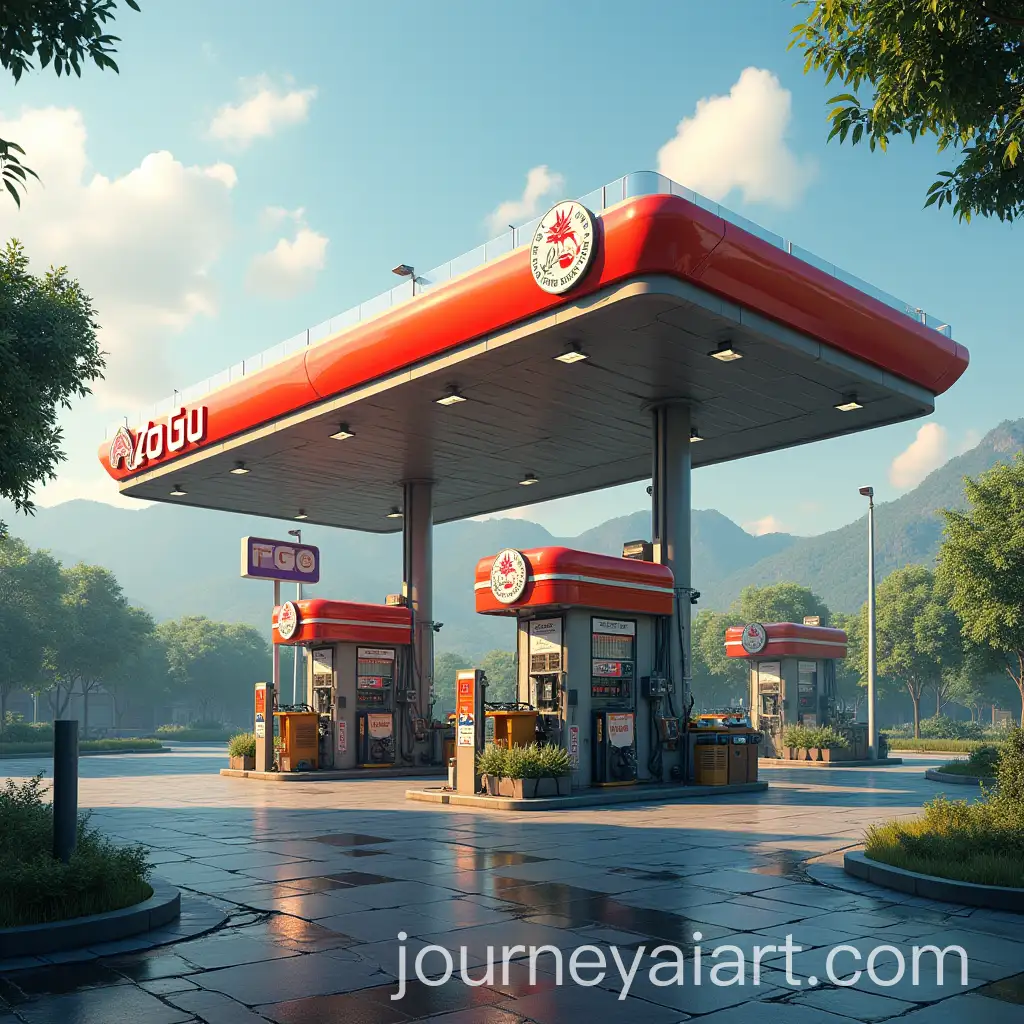 Gas-Station-Canopy-with-Volumetric-Lighting-Effects-and-Layered-Overlays
