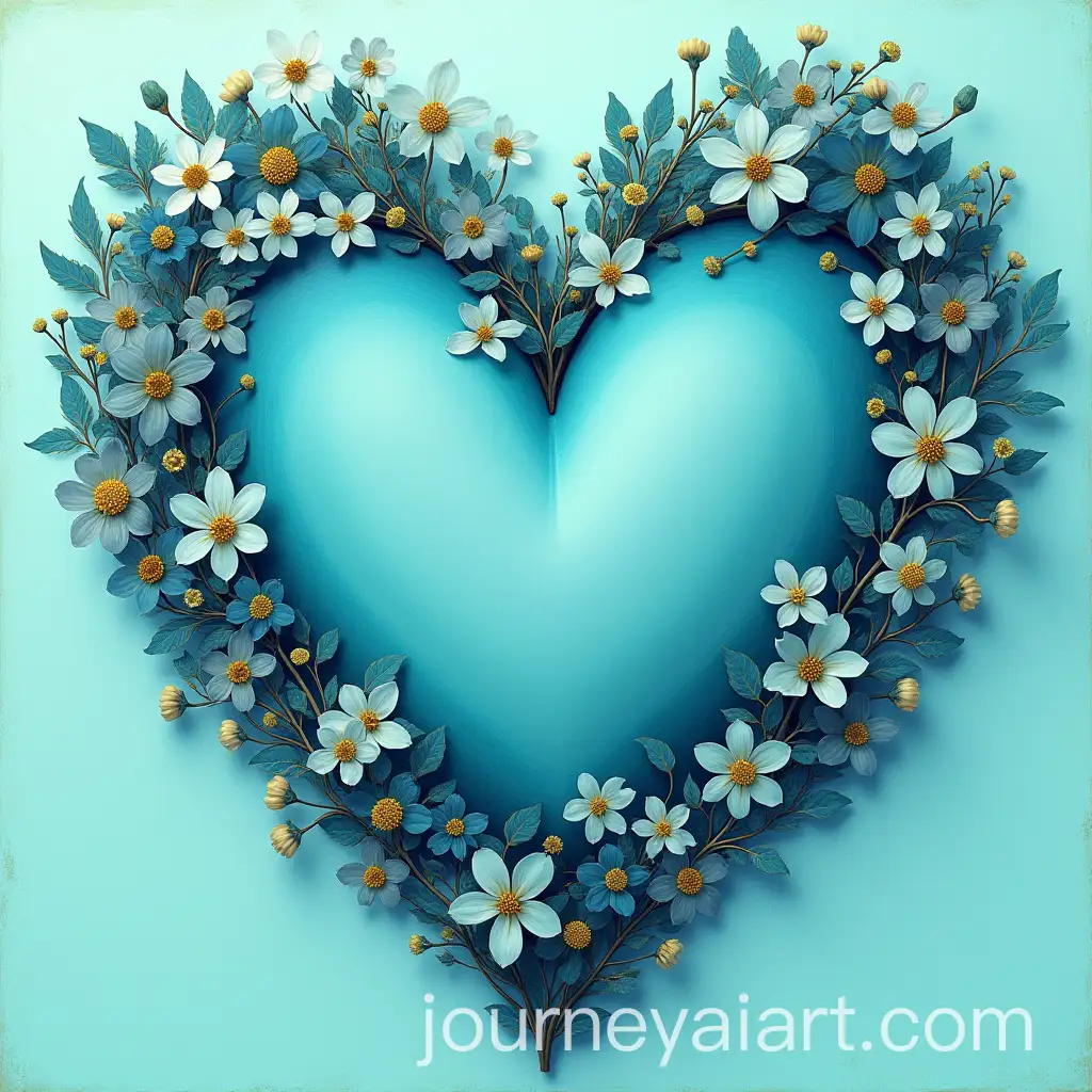 Artistic-Heart-with-BlueGreen-Flowers-in-Harmonious-Composition