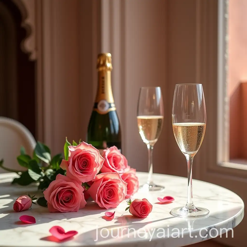 Romantic-Daytime-Date-Setup-with-Roses-and-Champagne-on-a-Marble-Table