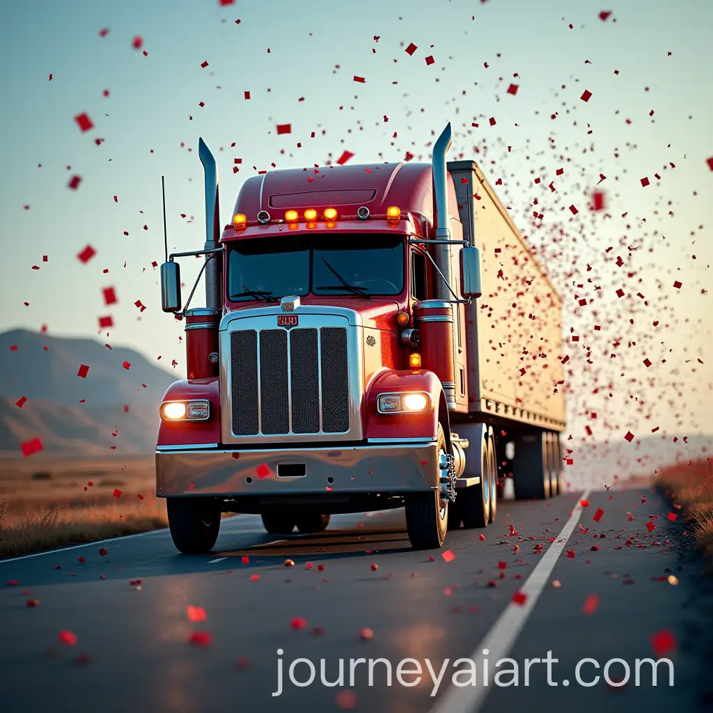 Cinematic-Drone-View-of-1000-Trucks-with-Confetti-in-Motion