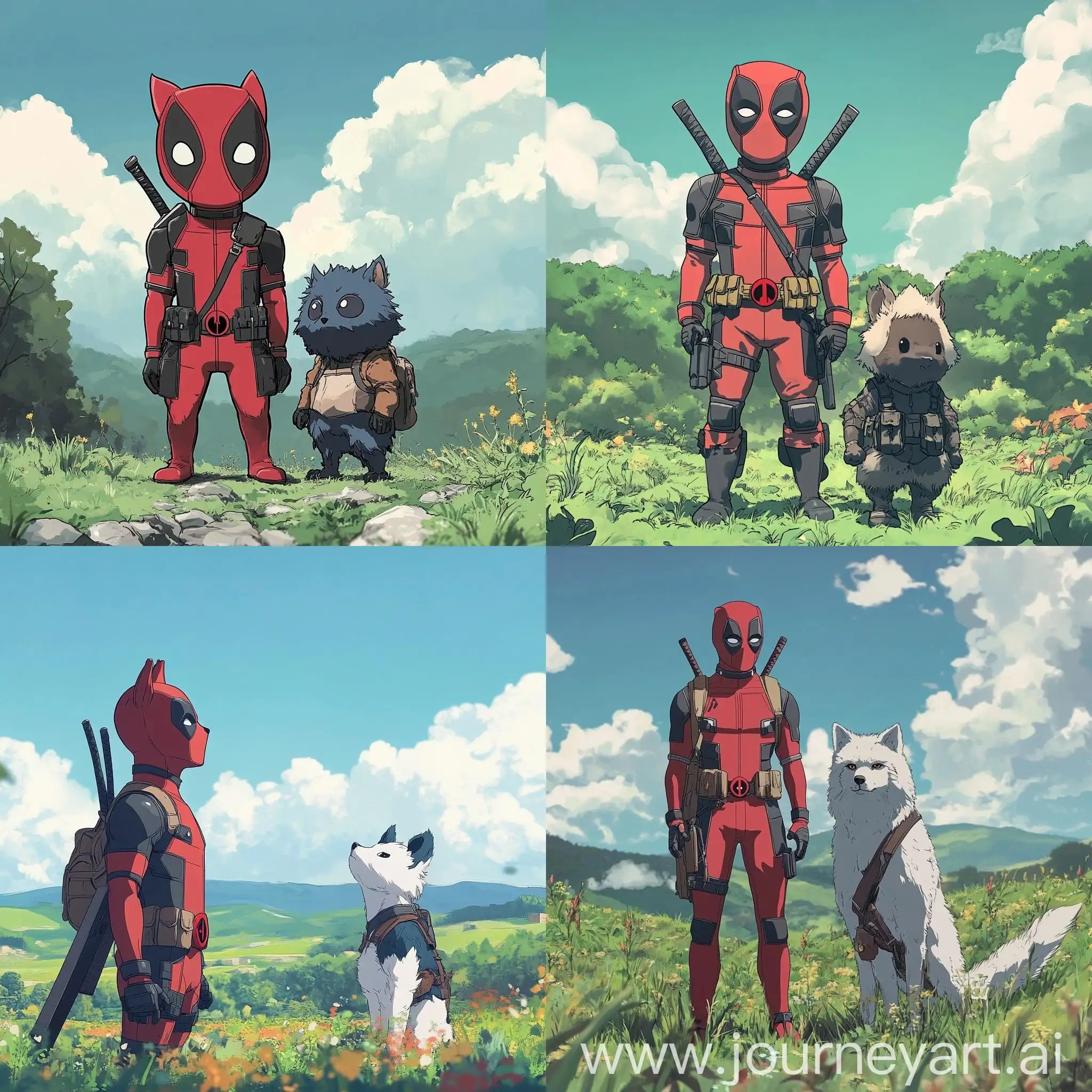 Cute-Deadpool-and-Wolverine-in-Green-Field-Ghibli-Style-Anime-Scene