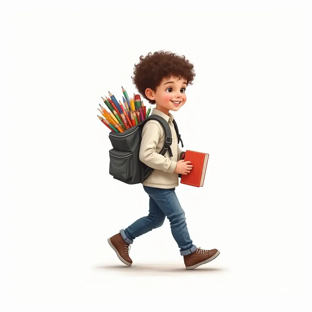 School-Child-Carrying-School-Supplies-in-Charcoal-Drawing-with-Colorful-Details