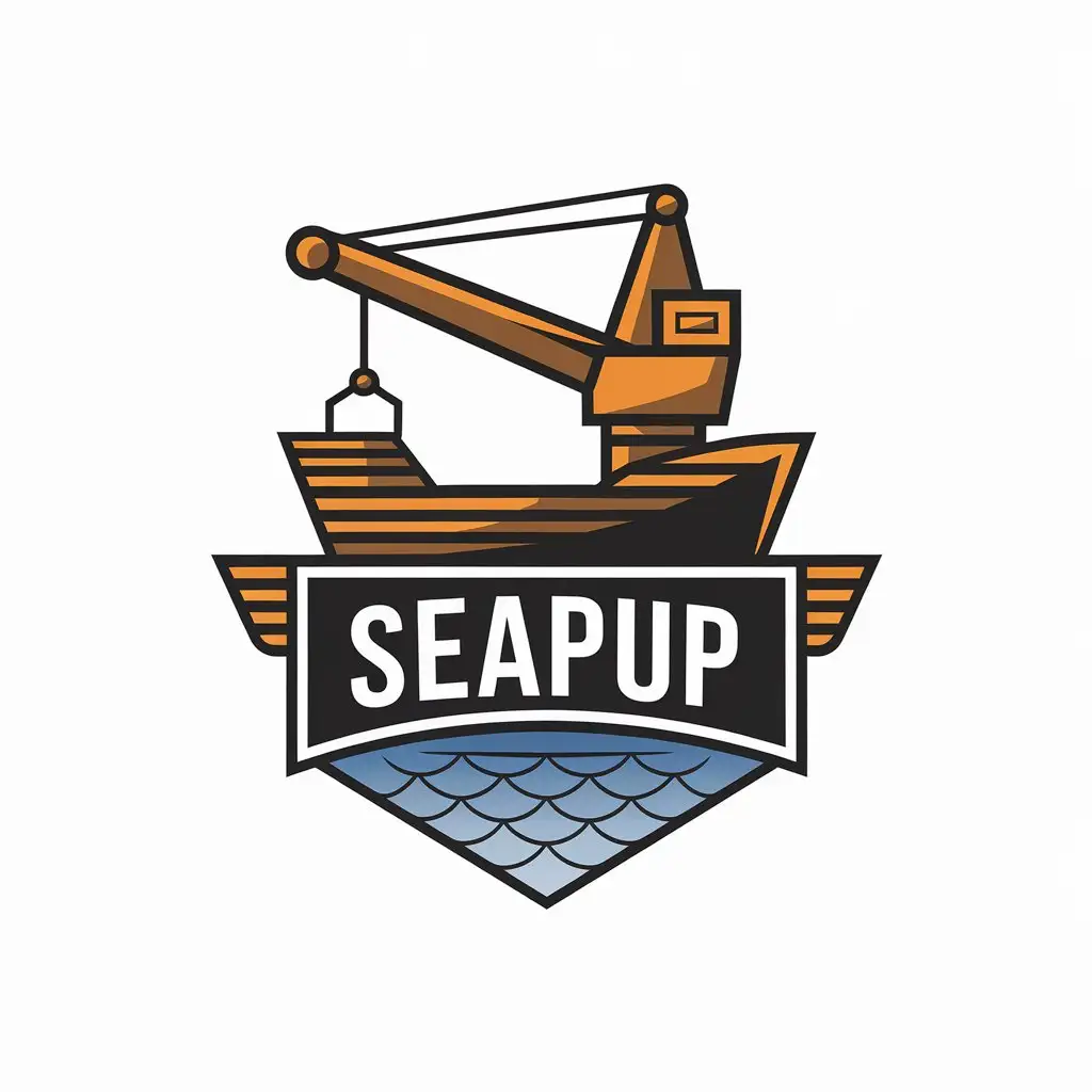 LOGO-Design-For-SEAPUP-Modern-Vector-Logo-with-Ship-Crane-Symbol-on-Clear-Background