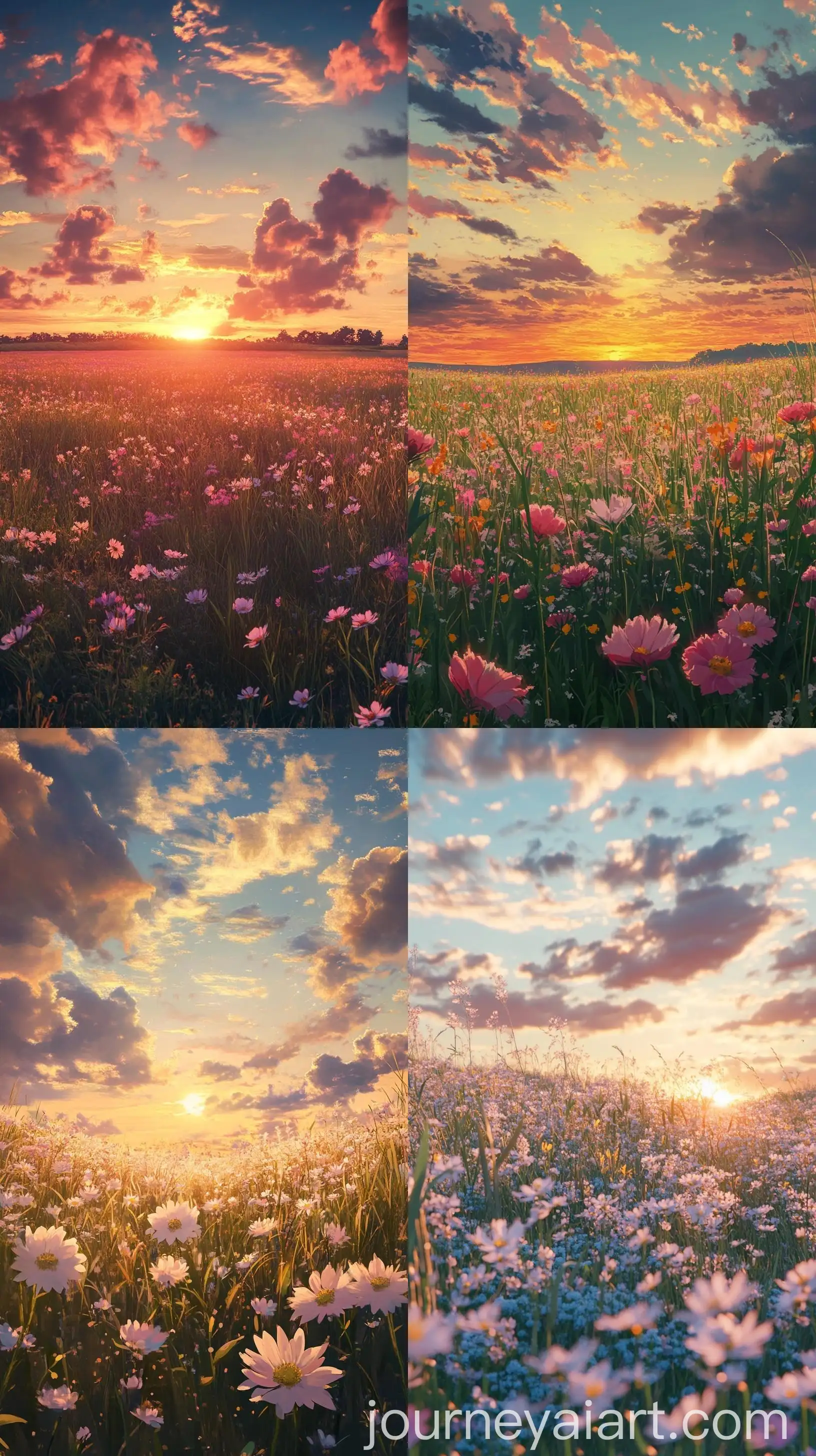 Sunset-Prairie-Landscape-with-Soft-Wildflowers-in-Makoto-Shinkai-Style