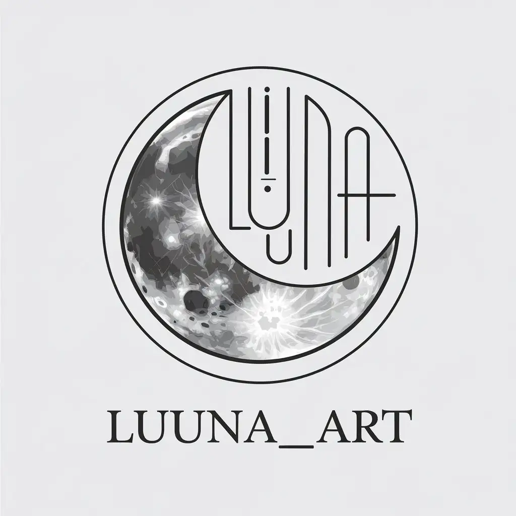 a vector logo design,with the text "Luuna__art", main symbol:Luna,Minimalistic,be used in Resin art industry,clear background