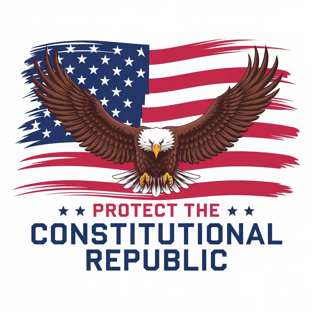 LOGO Design for Constitutional Republic American Bald Eagle with Red White Blue Theme