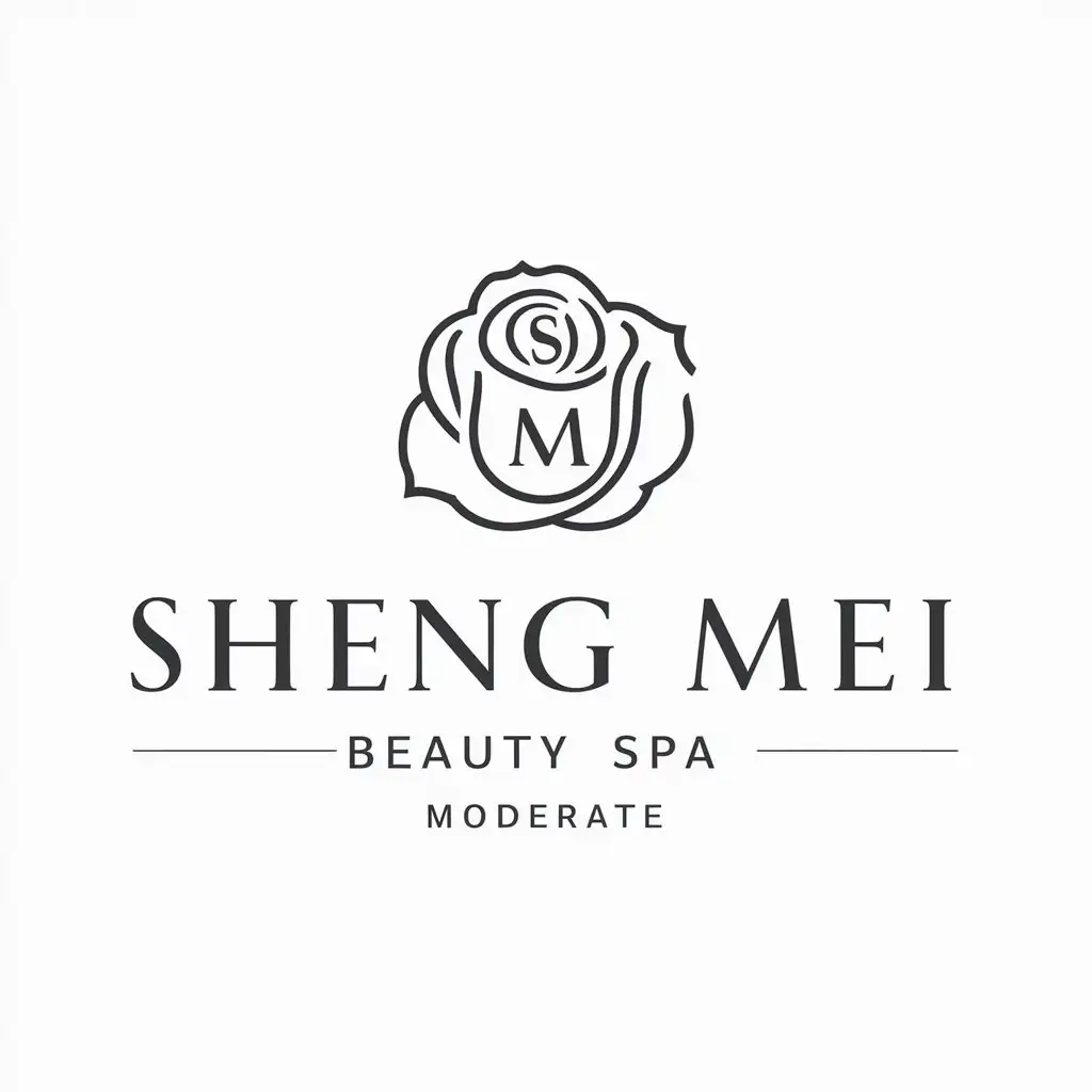 LOGO Design for Sheng Mei Rose S M with Elegant and Modern Aesthetic for Beauty Spa Industry