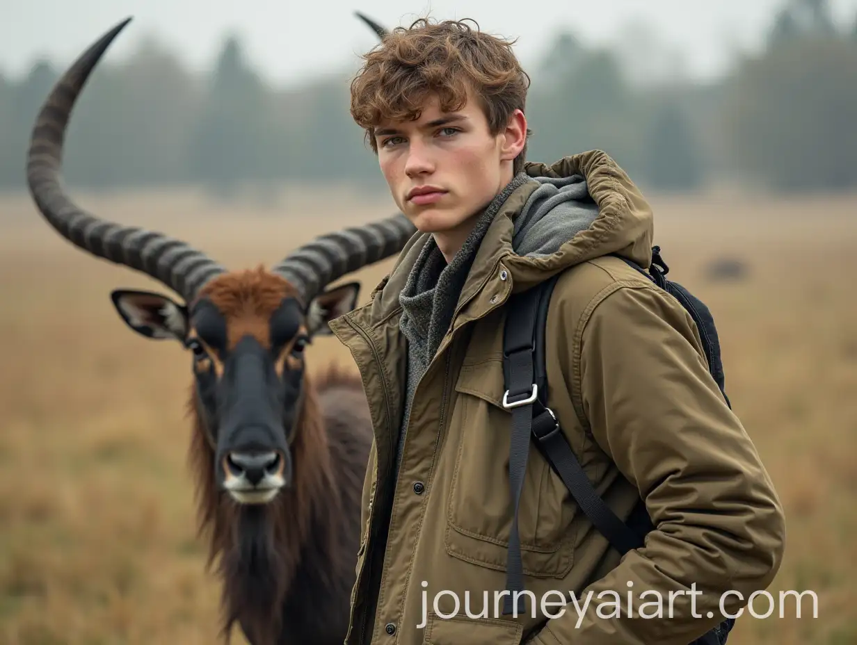 17YearOld-Young-Man-with-Wildebeest-in-Natural-Setting